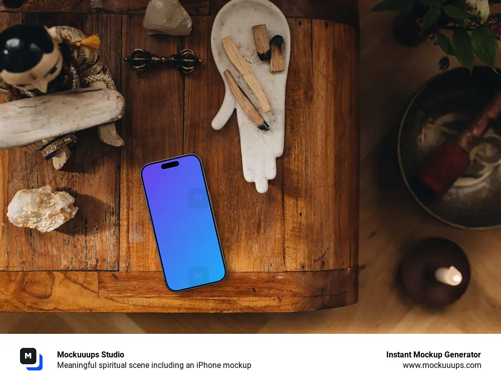 Meaningful spiritual scene including an iPhone mockup