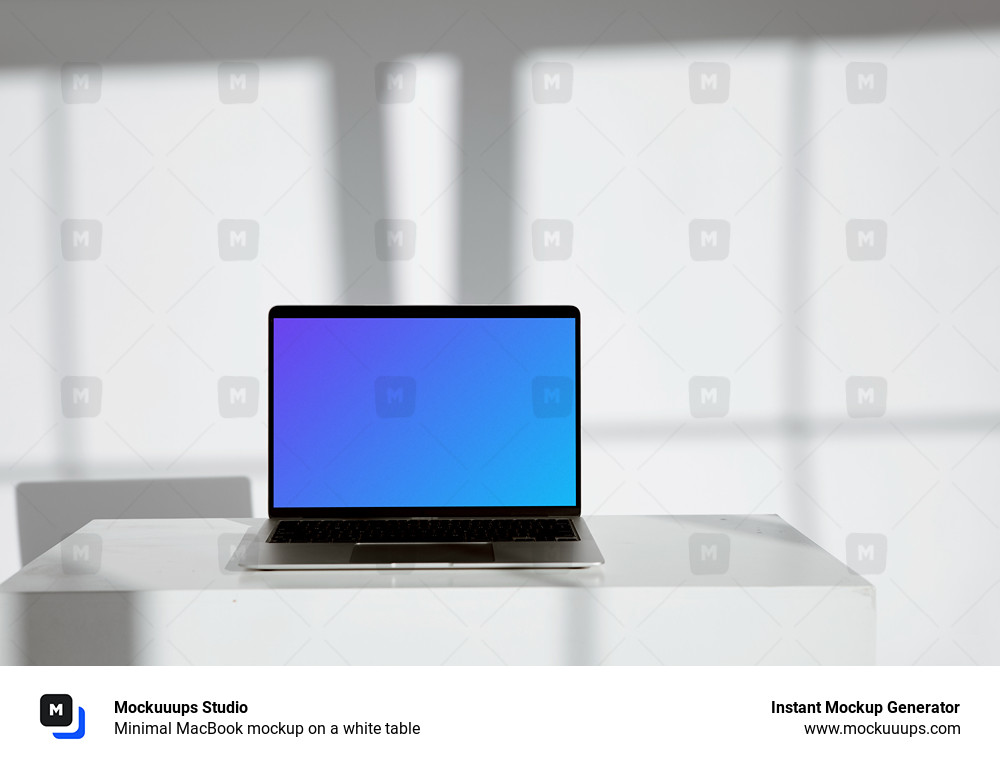 Minimal MacBook mockup on a white table