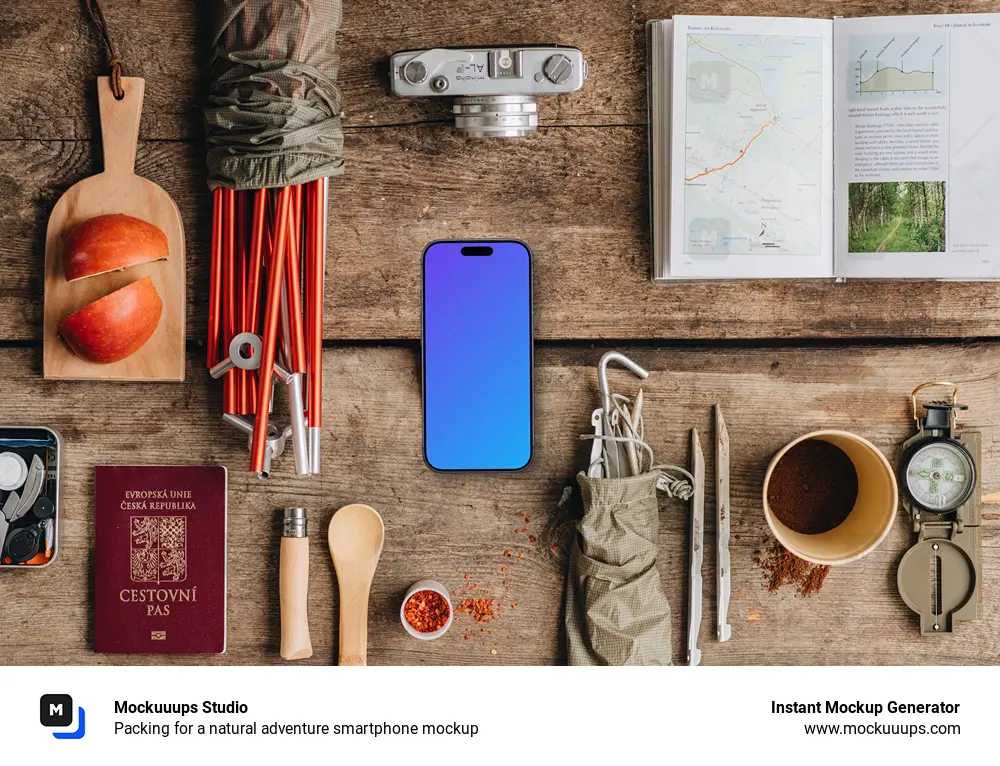 Packing for a natural adventure smartphone mockup