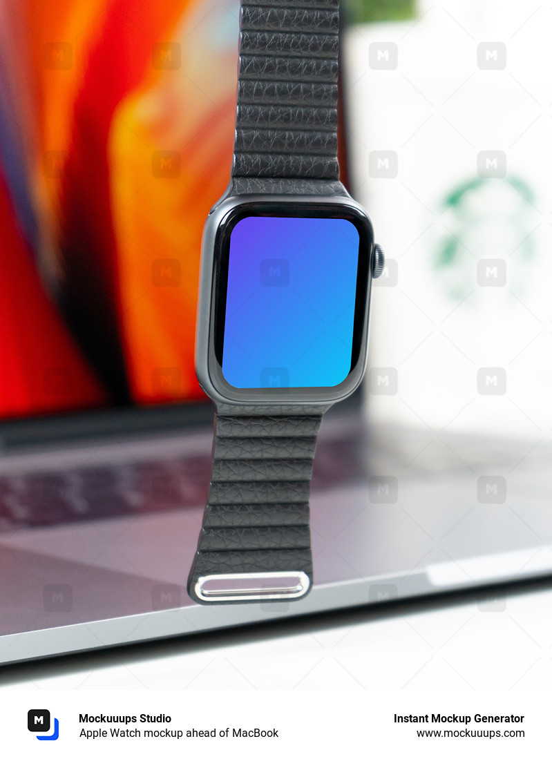 Apple Watch mockup ahead of MacBook
