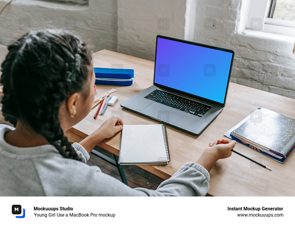 Young Girl Use a MacBook Pro mockup