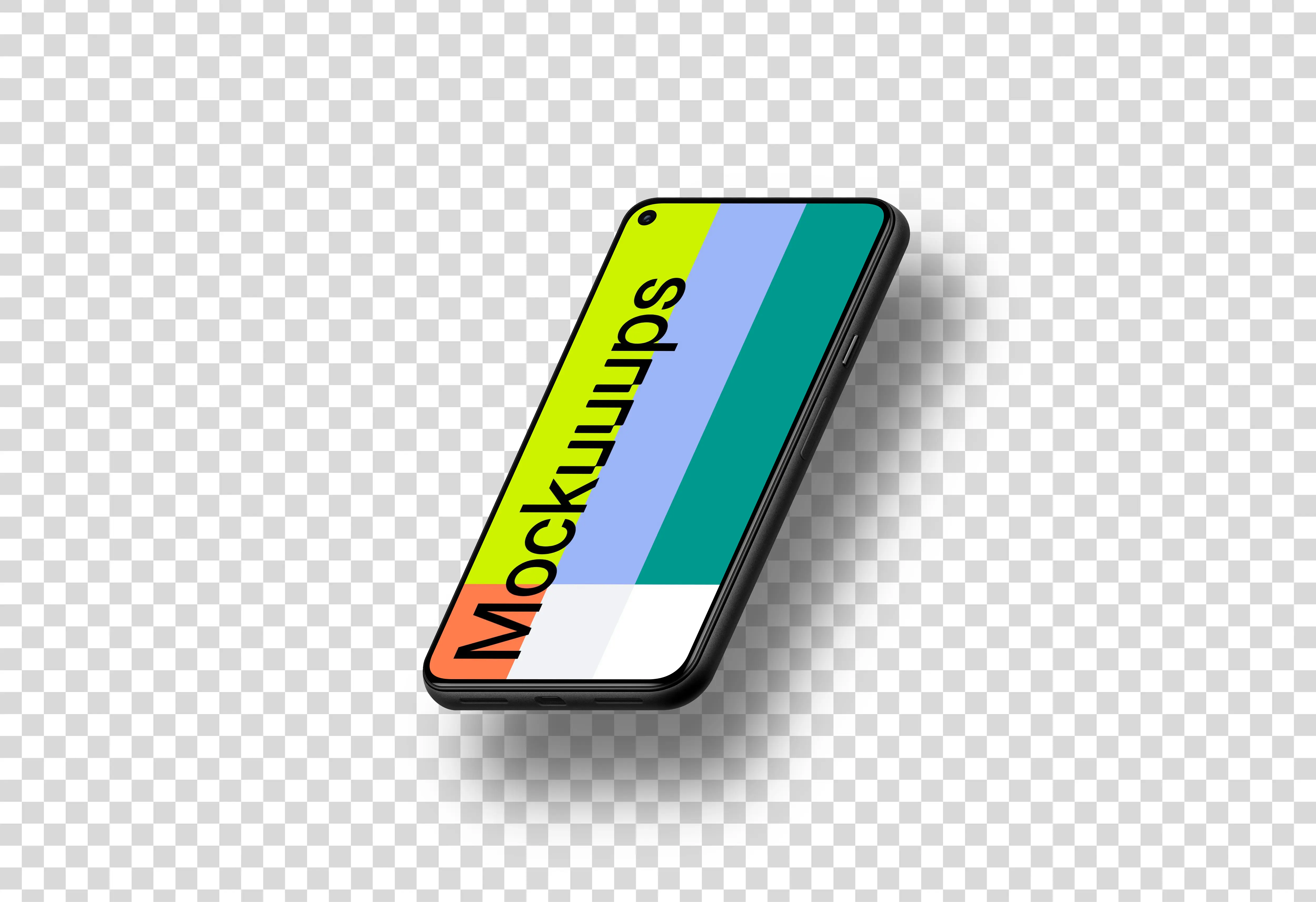 Google Pixel 5 Mockup (Isometric Right - Floating Shadow)