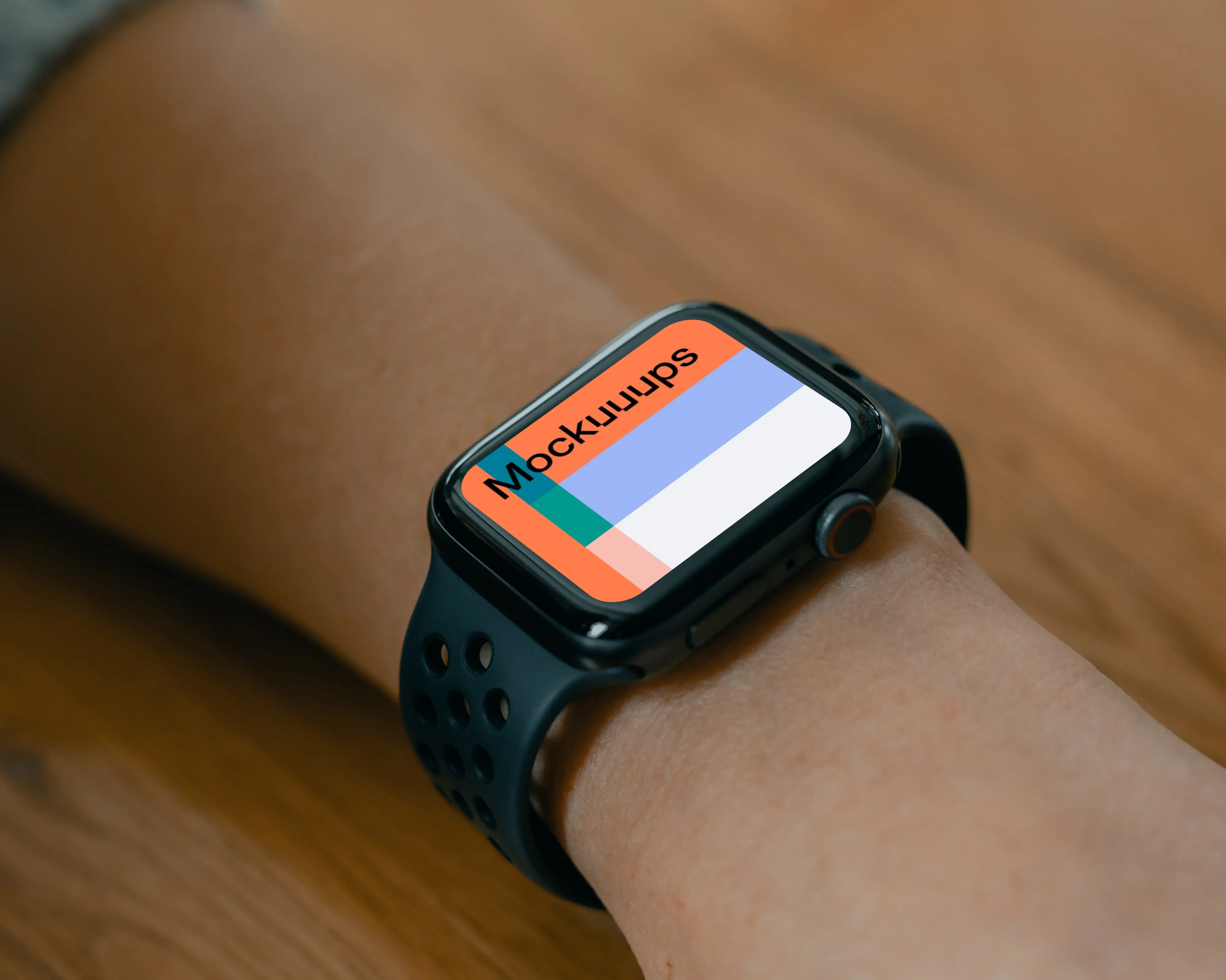 Black Apple watch mockup worn firmly