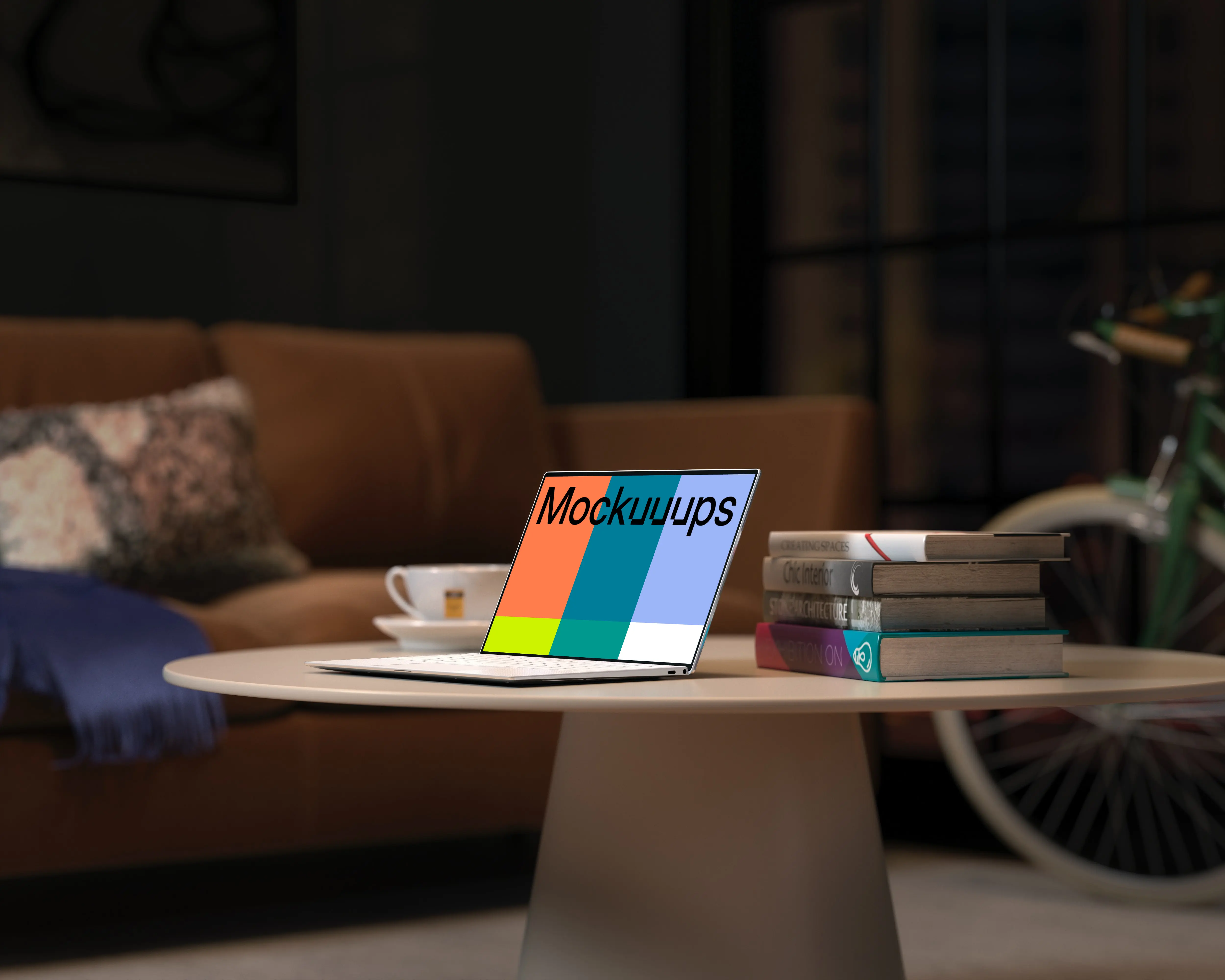 Dell XPS Mockup on table with books