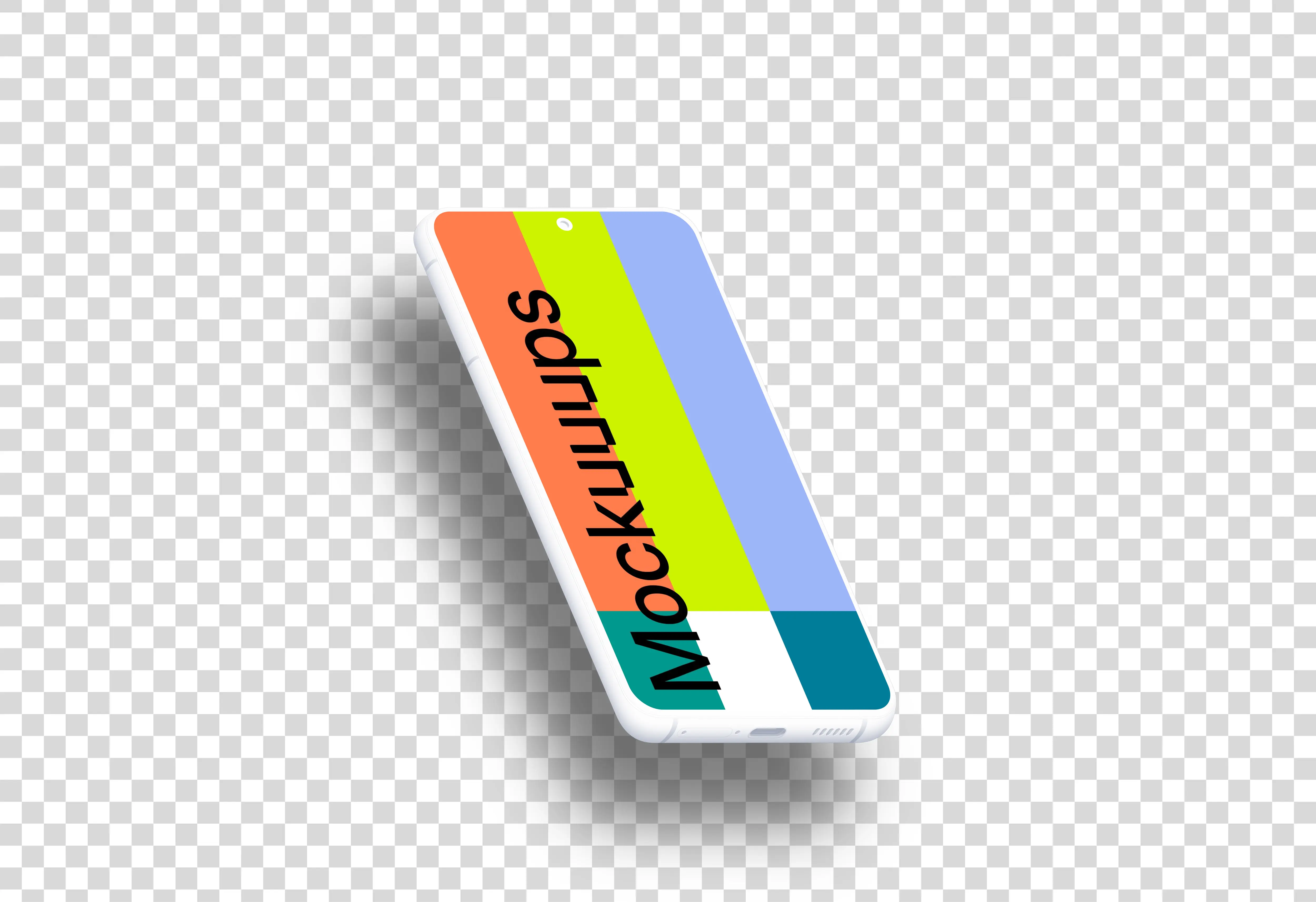 Samsung Galaxy S21 Clay Mockup (Isometric Left - Floating Shadow)