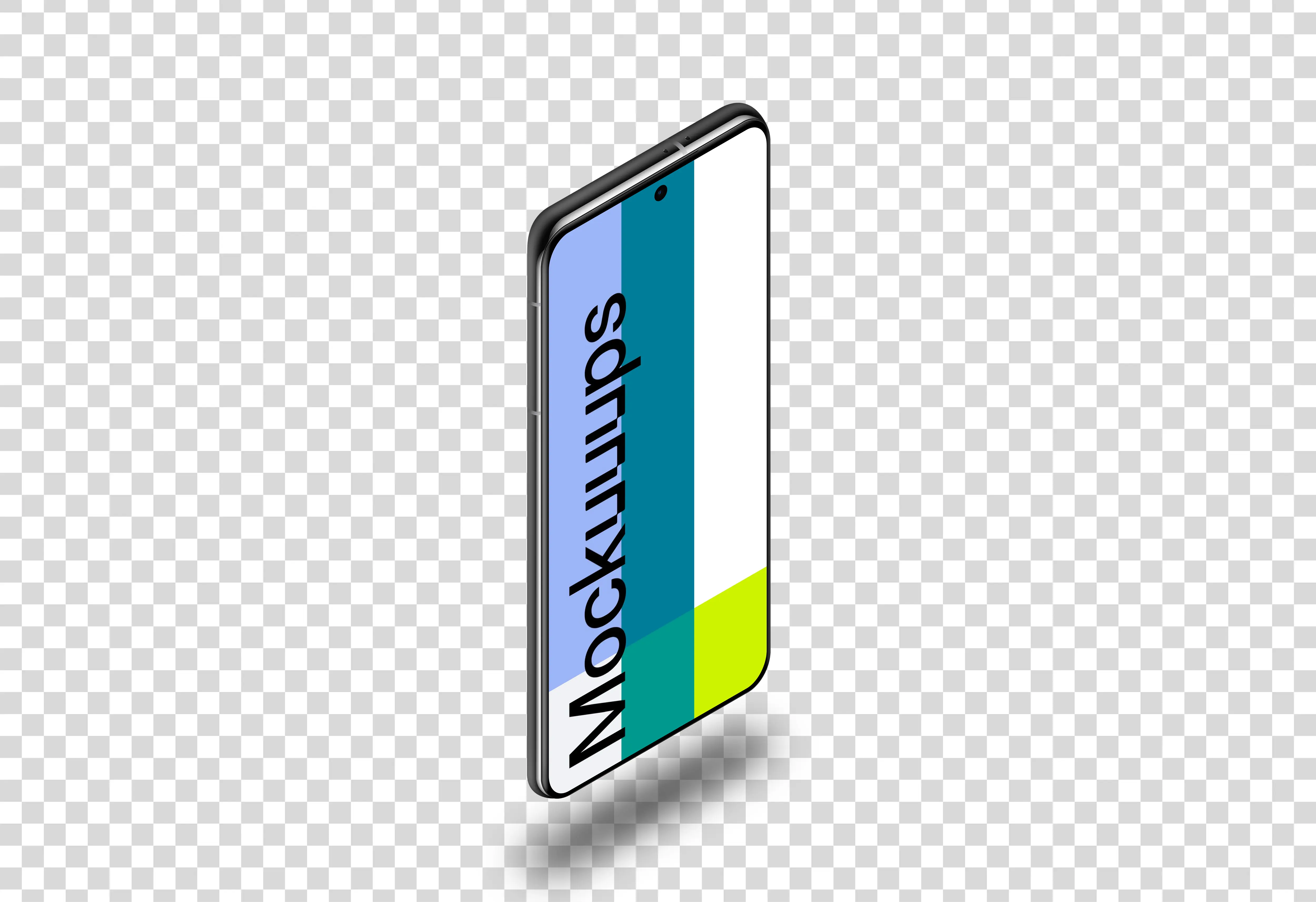 Samsung Galaxy S21 Mockup (Isometric Stand Left - Floating Shadow)