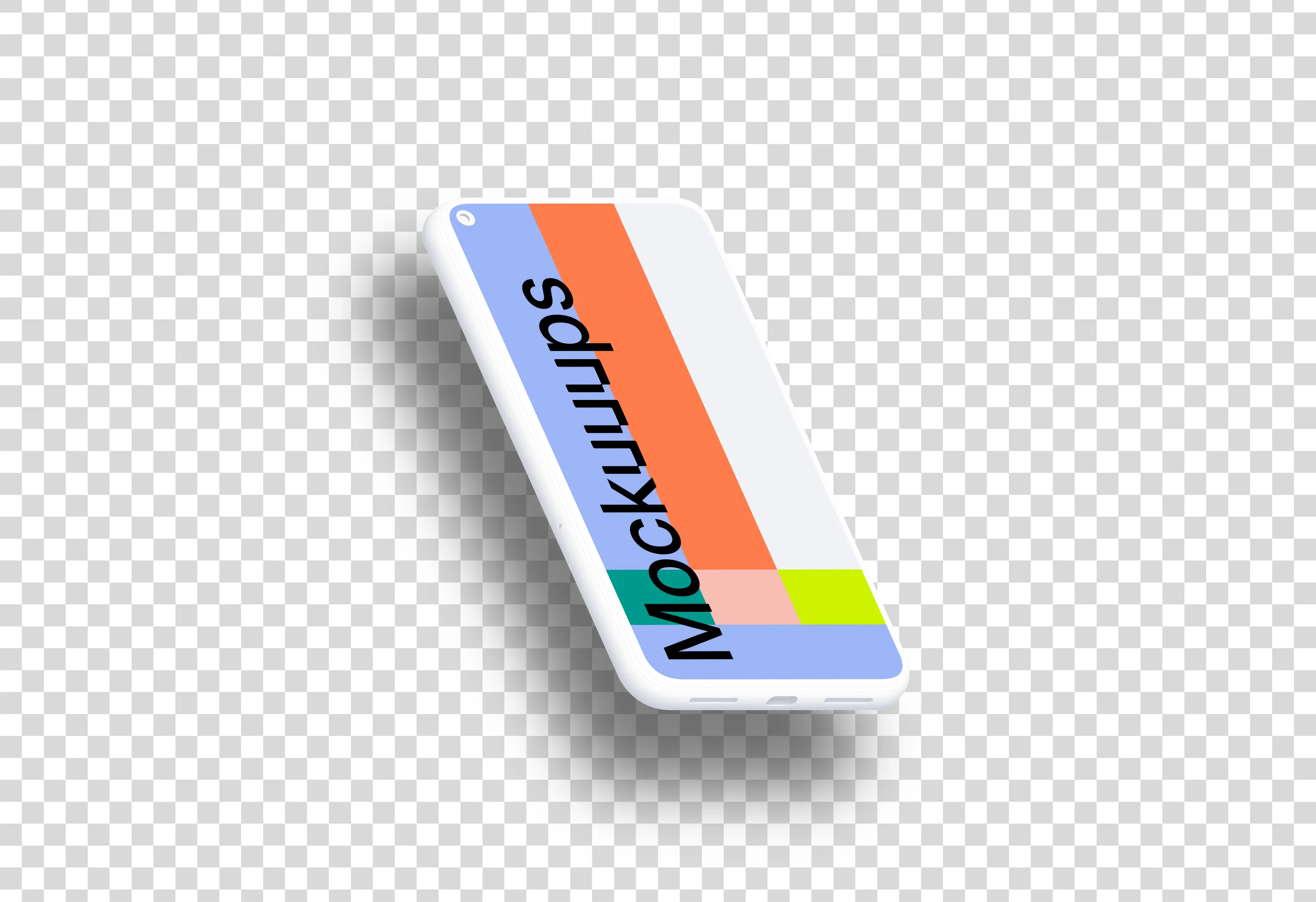 Google Pixel 5 Clay Mockup (Isometric Left - Floating Shadow)