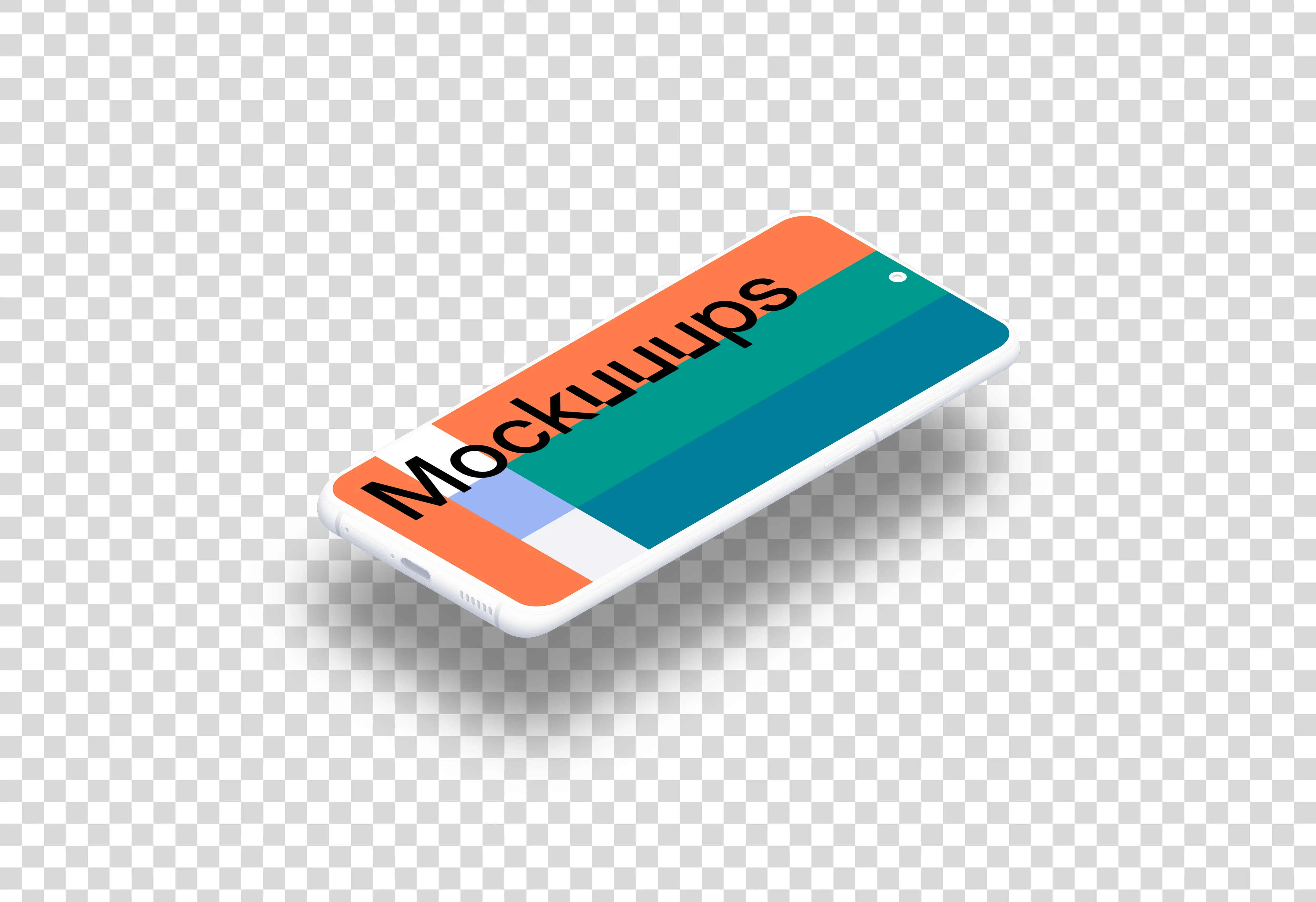 Samsung Galaxy S21 Clay Mockup (Isometric Floor Right - Floating Shadow)