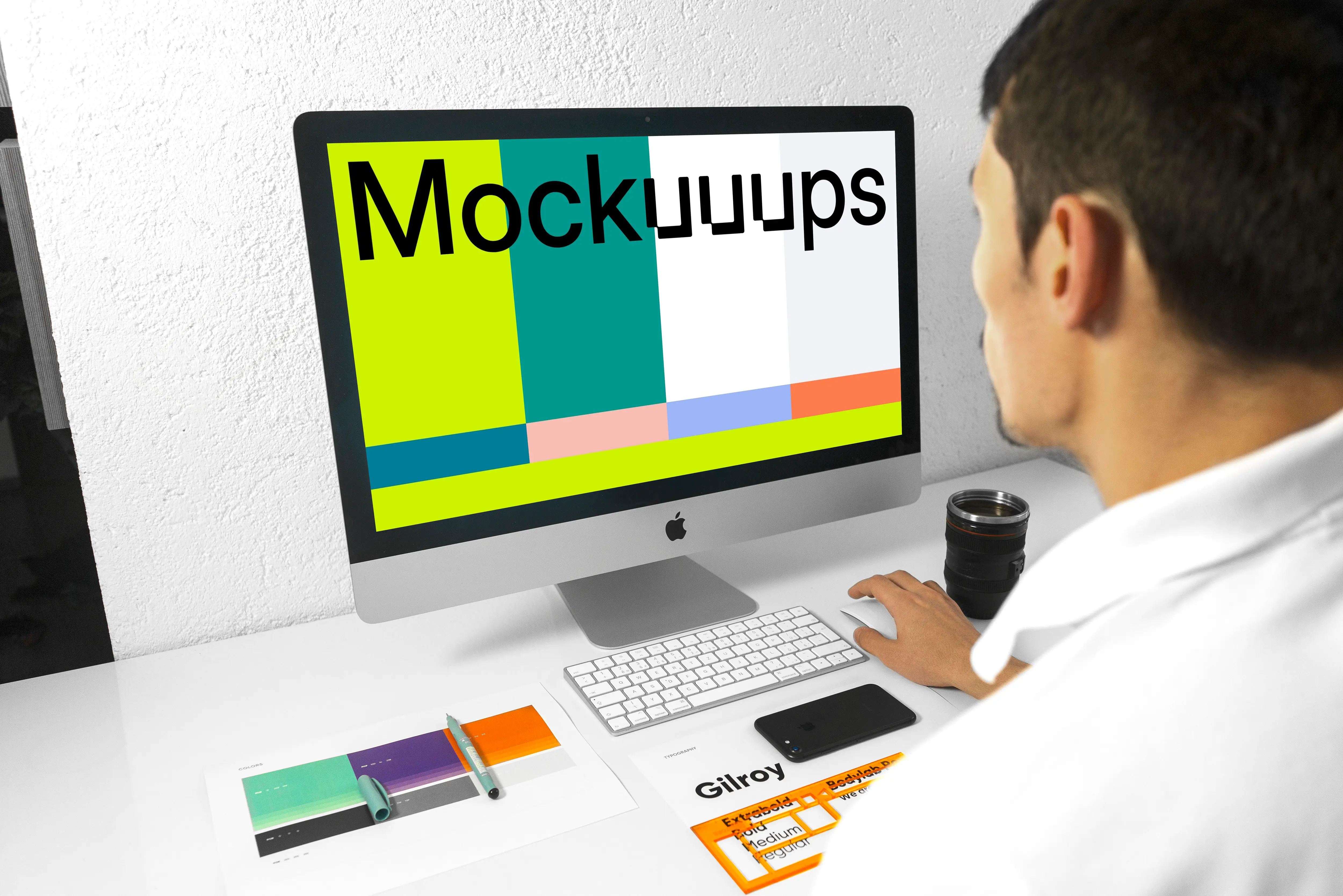 Bright environment with iMac mockup