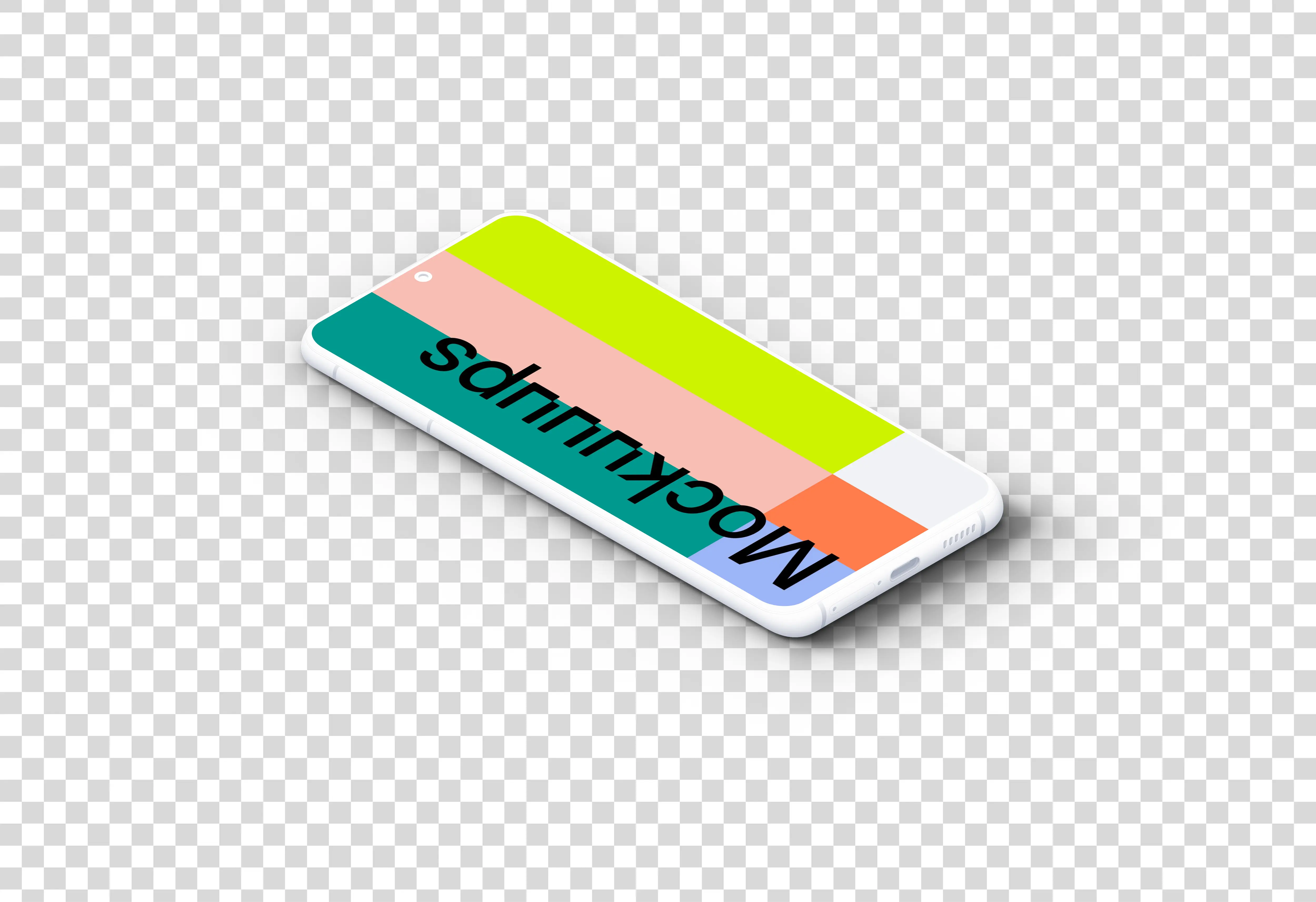 Samsung Galaxy S21 Clay Mockup (Isometric Floor Left)