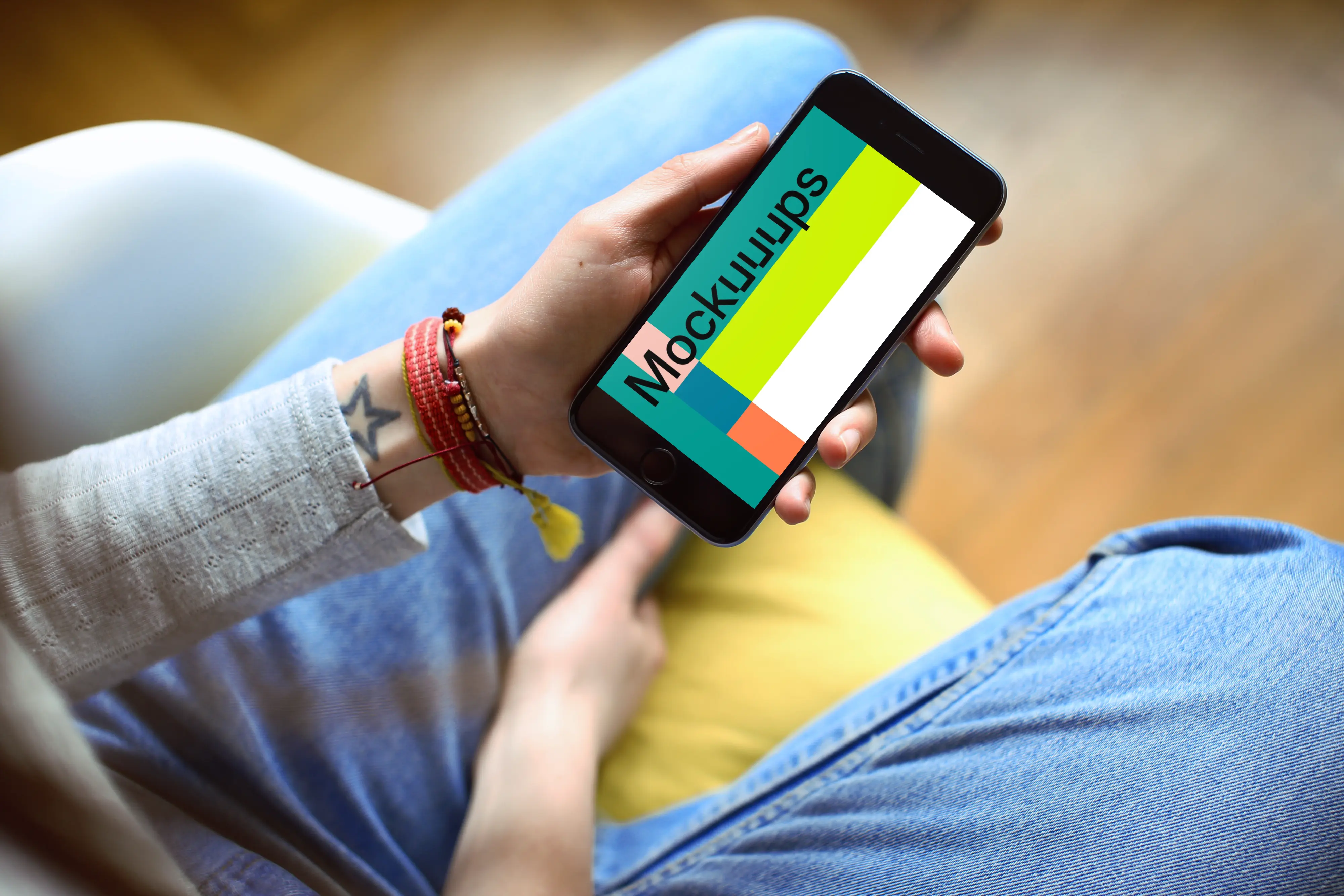 Close up on iPhone 6s Space Gray mockup