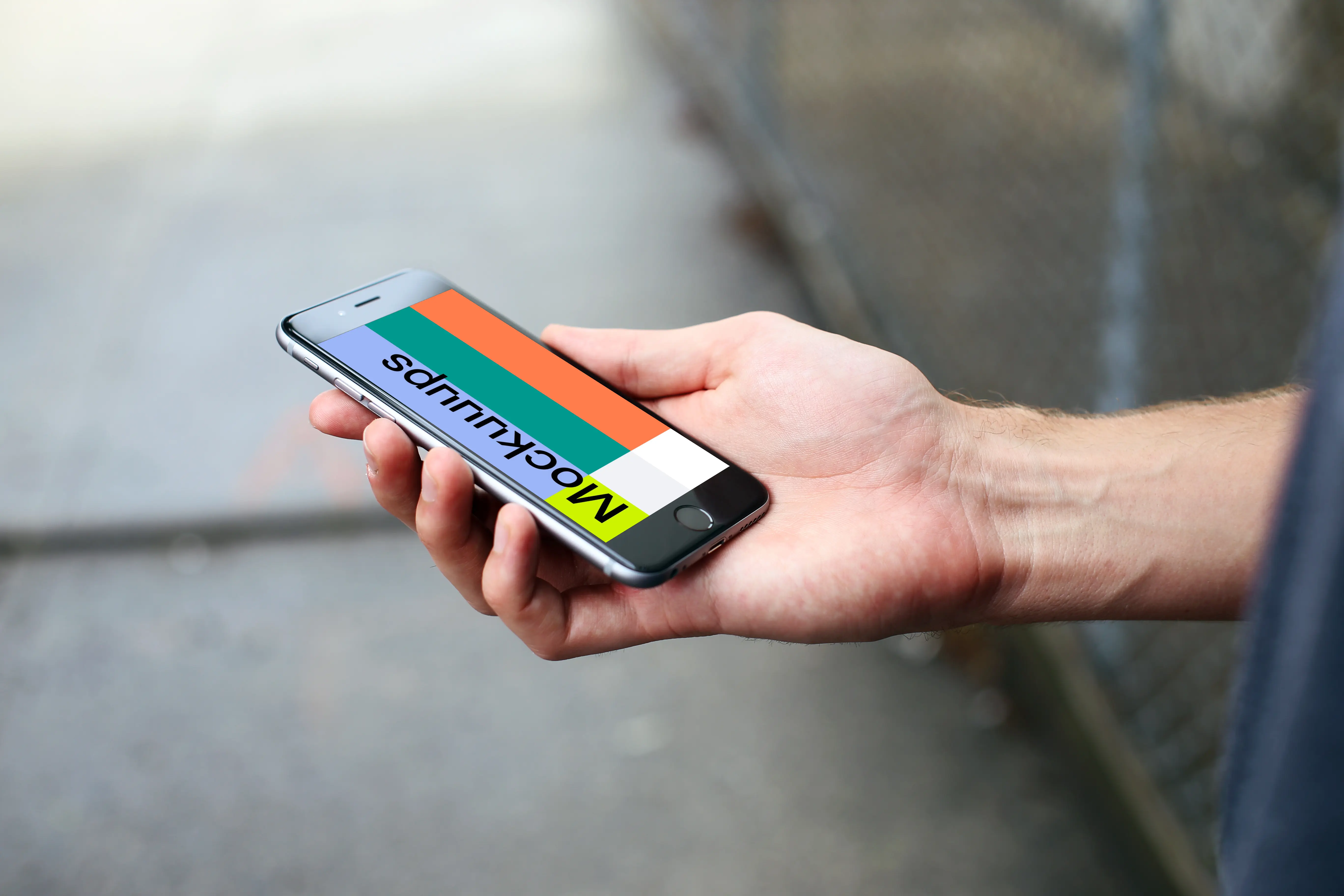 Closeup of iPhone 6s mockup on a Street