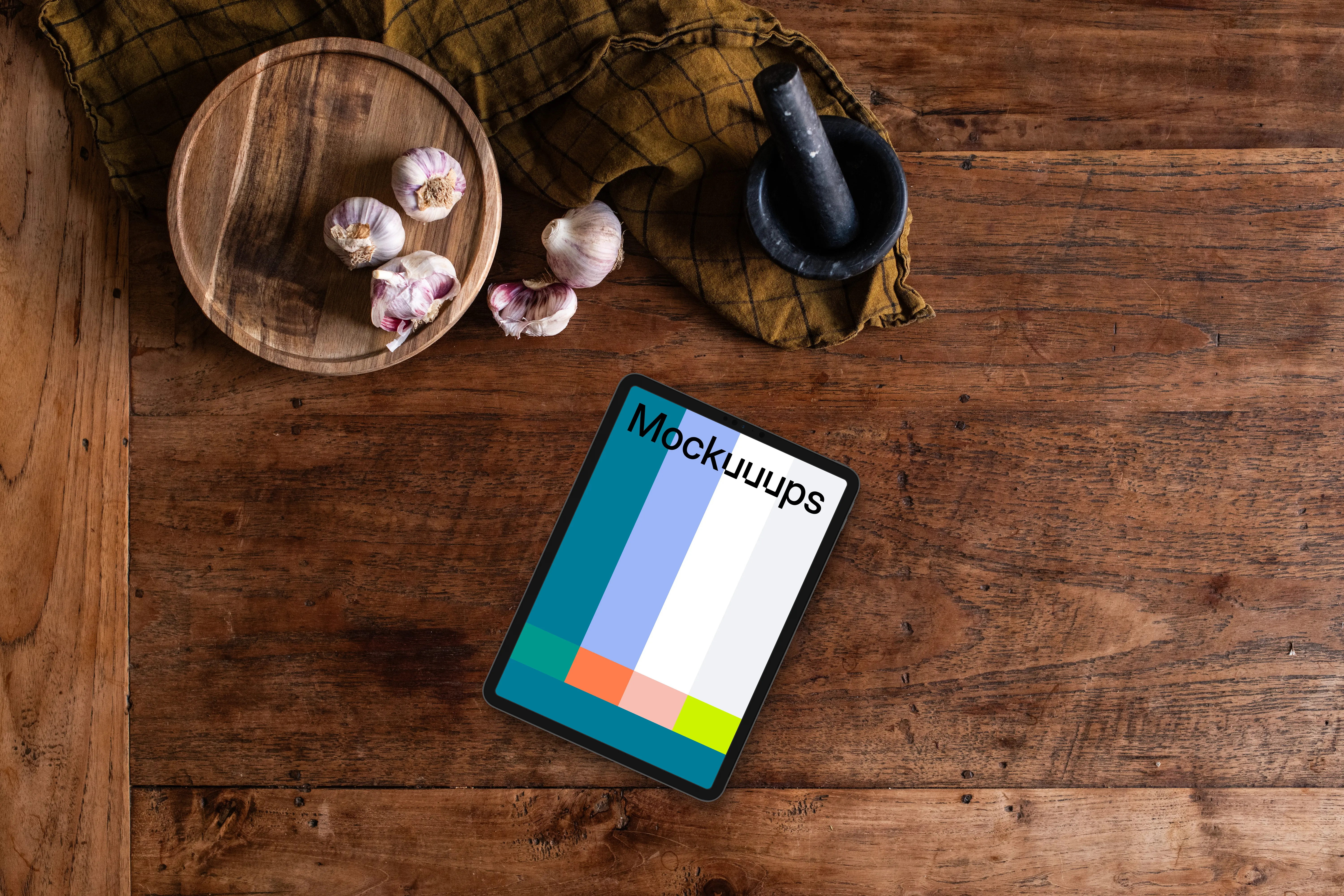 Culinary-inspired flatlay iPad mockup