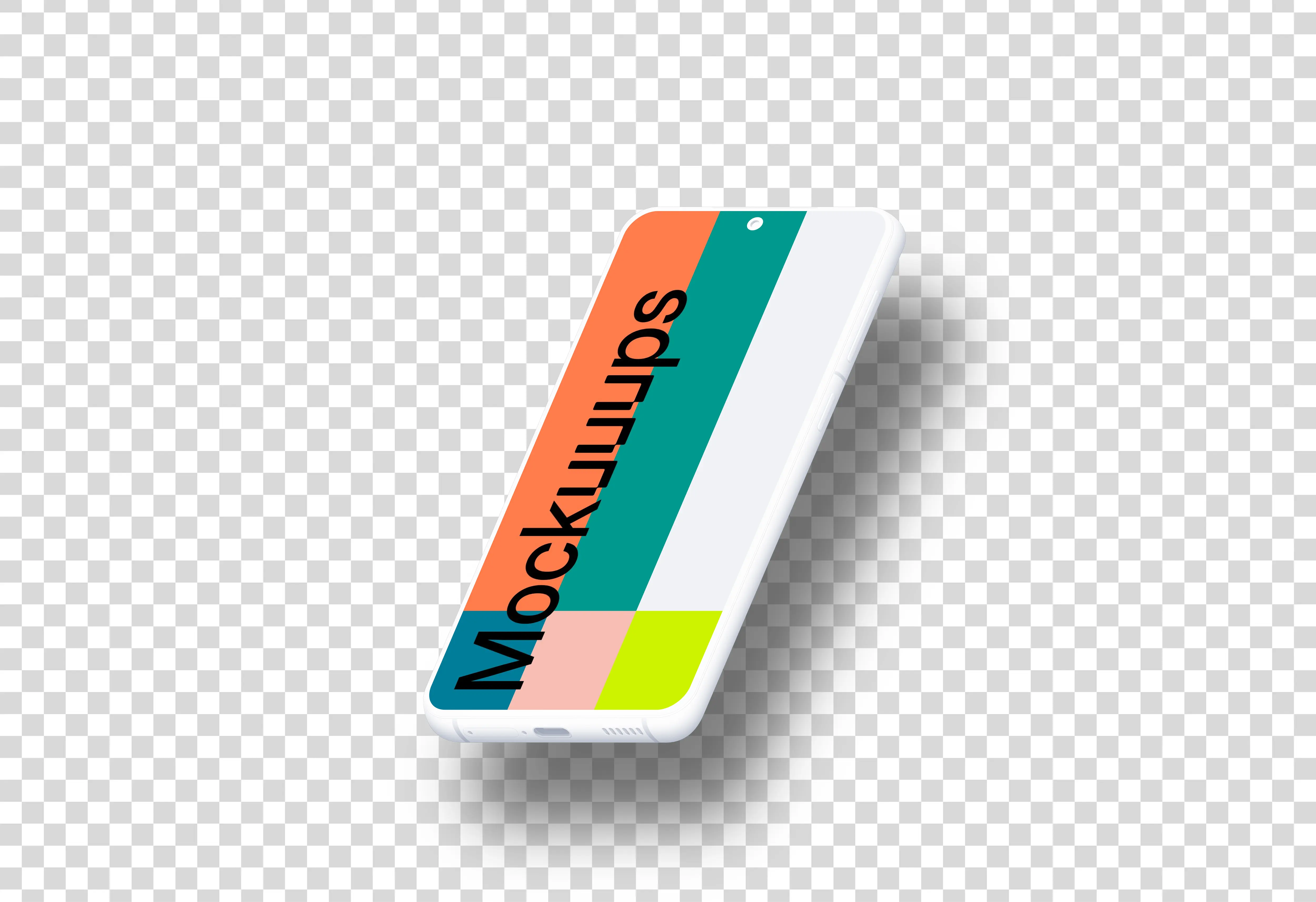 Samsung Galaxy S21 Clay Mockup (Isometric Right - Floating Shadow)