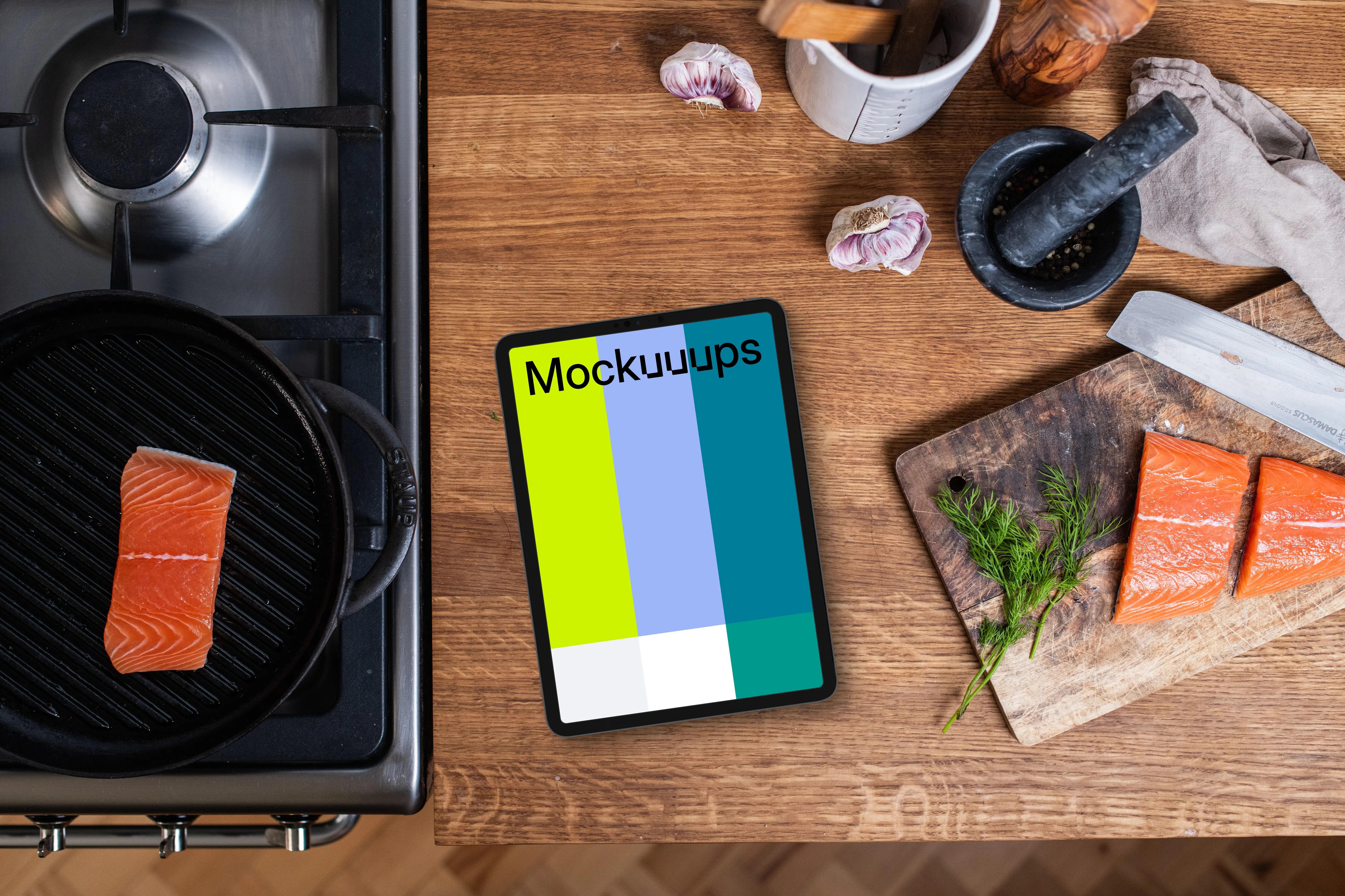 Dinner styled tablet mockup