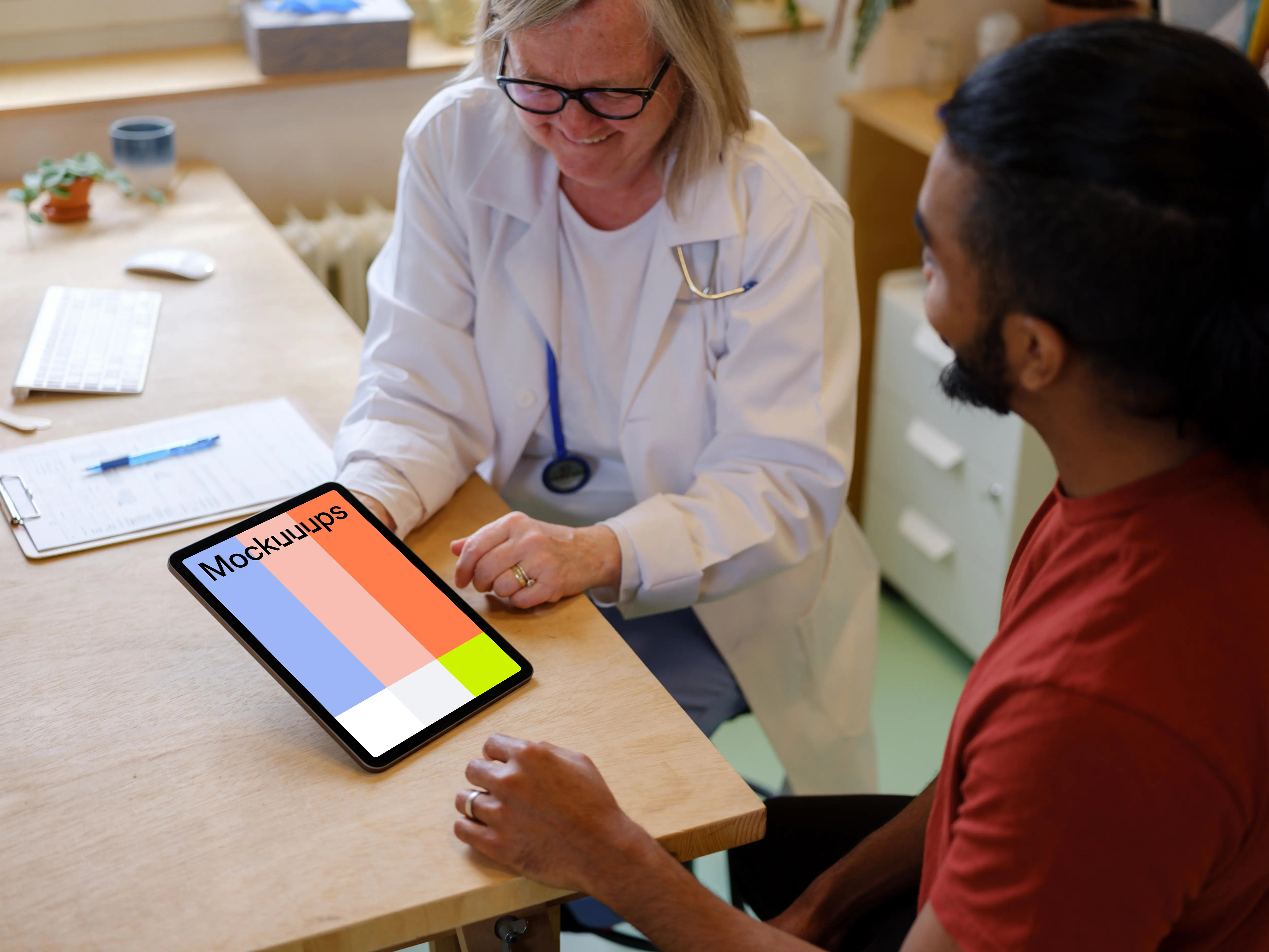Doctor holding a tablet mockup
