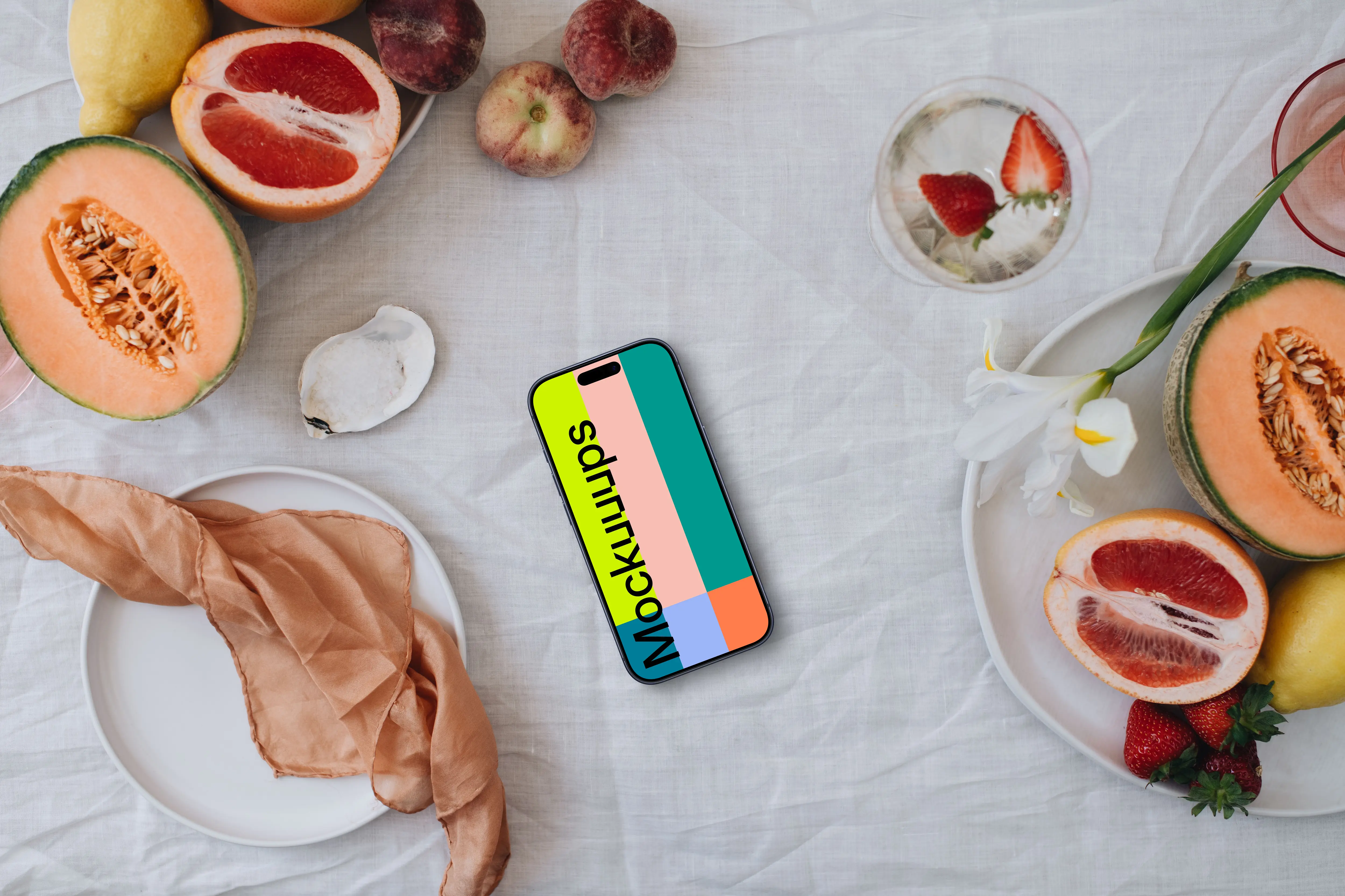 Elegant iPhone mockup in wedding theme