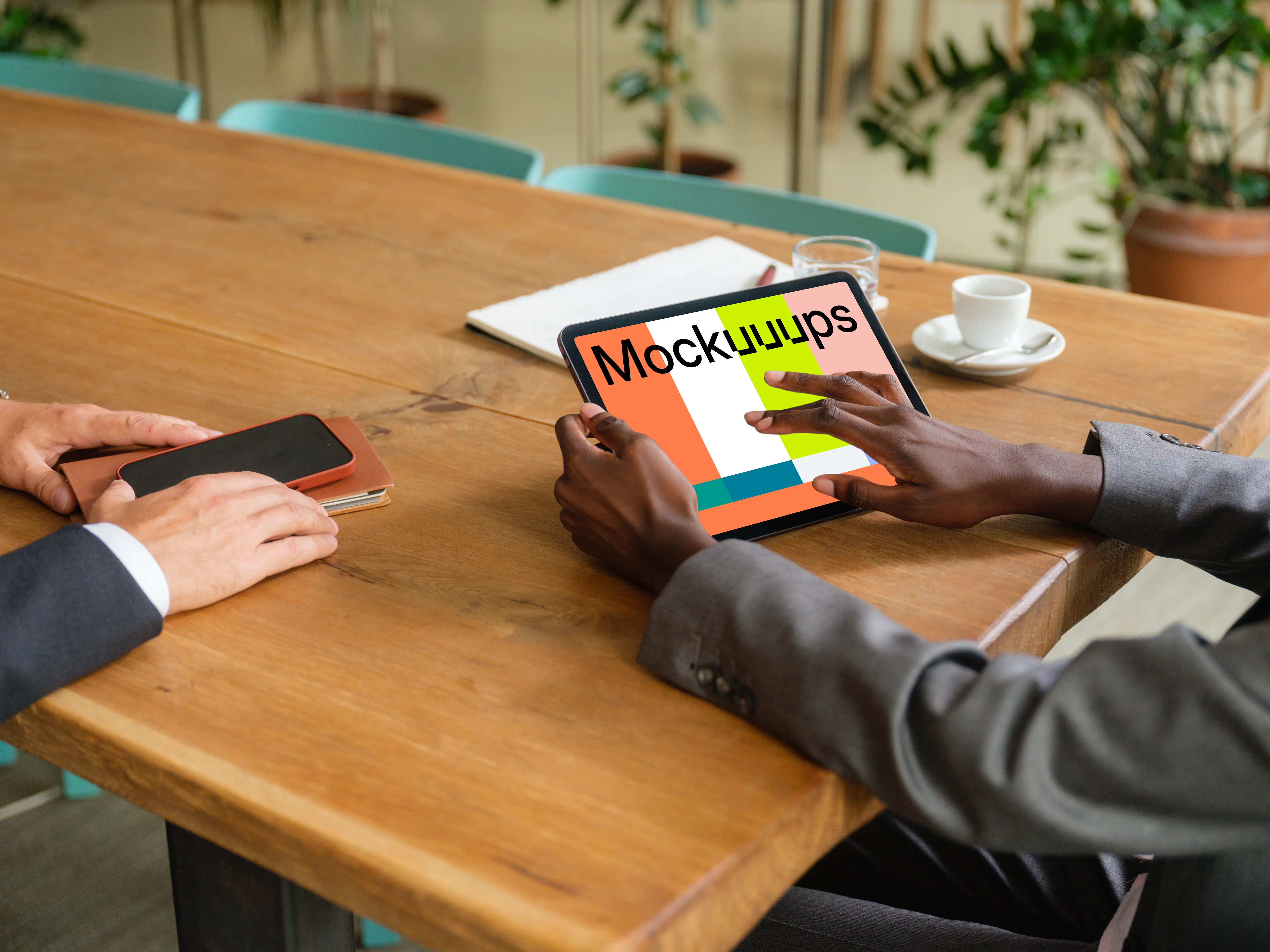 Female entrepreneur working on a tablet mockup