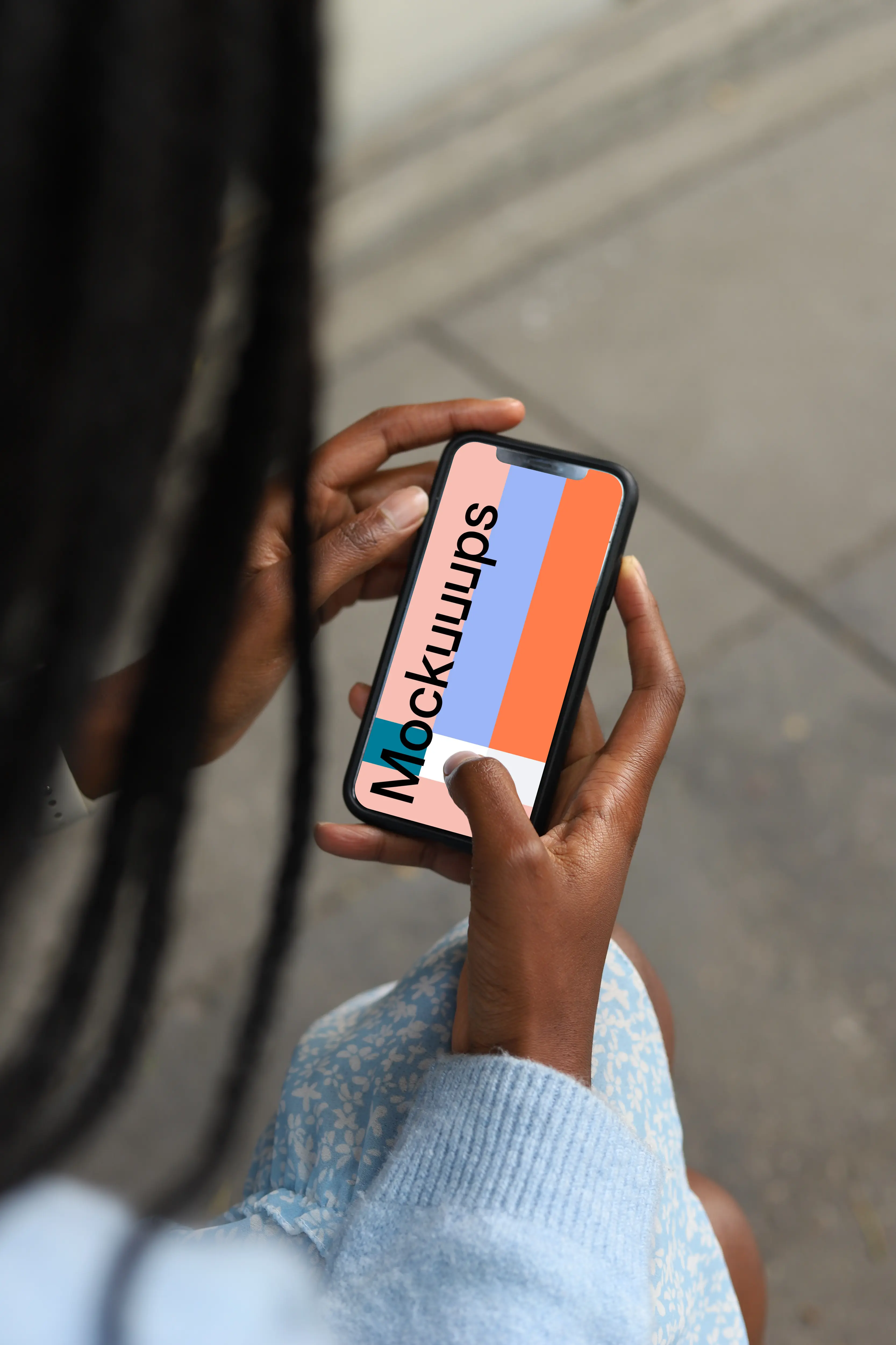 Female hands holding a phone mockup
