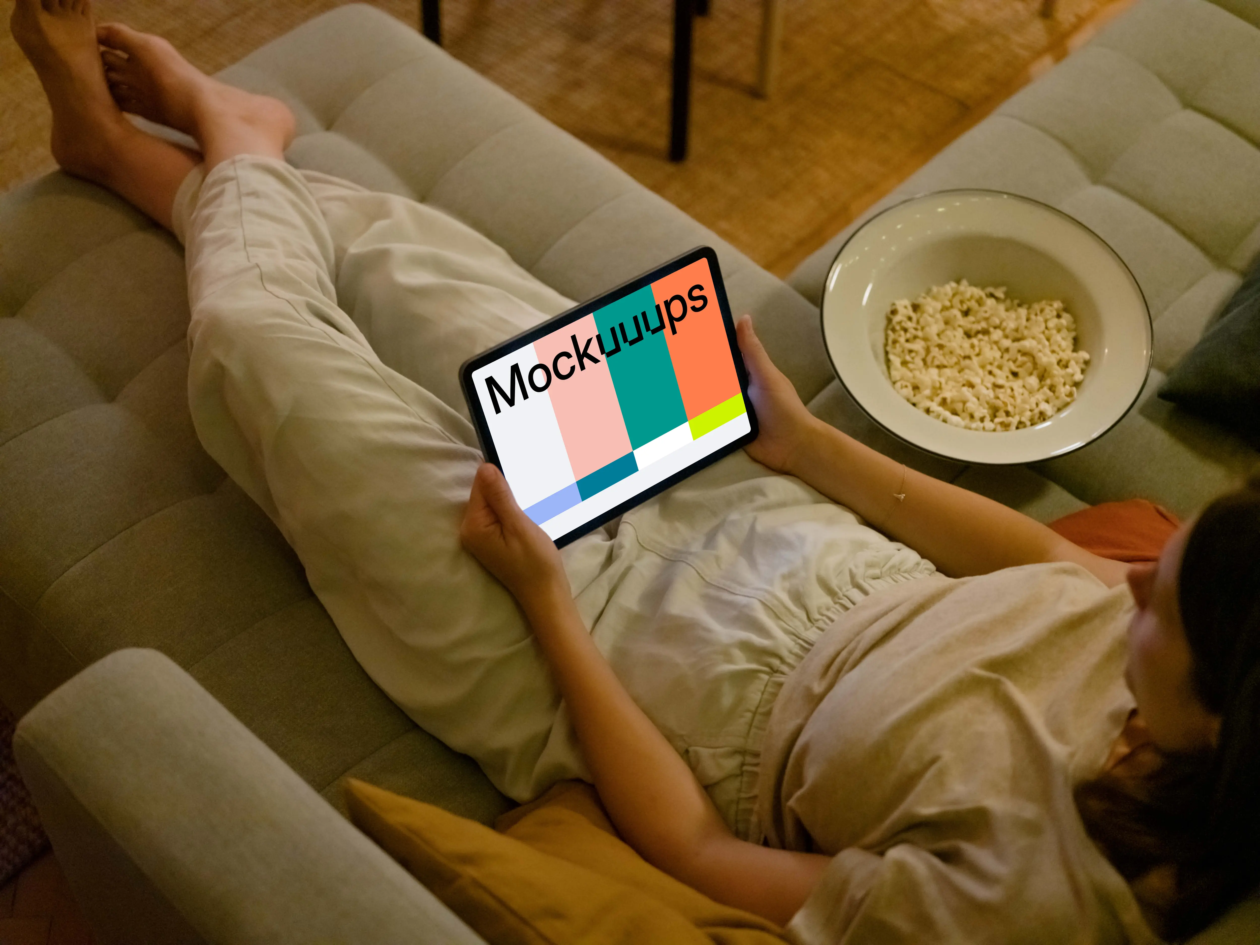 Female hands holding an iPad Air mockup