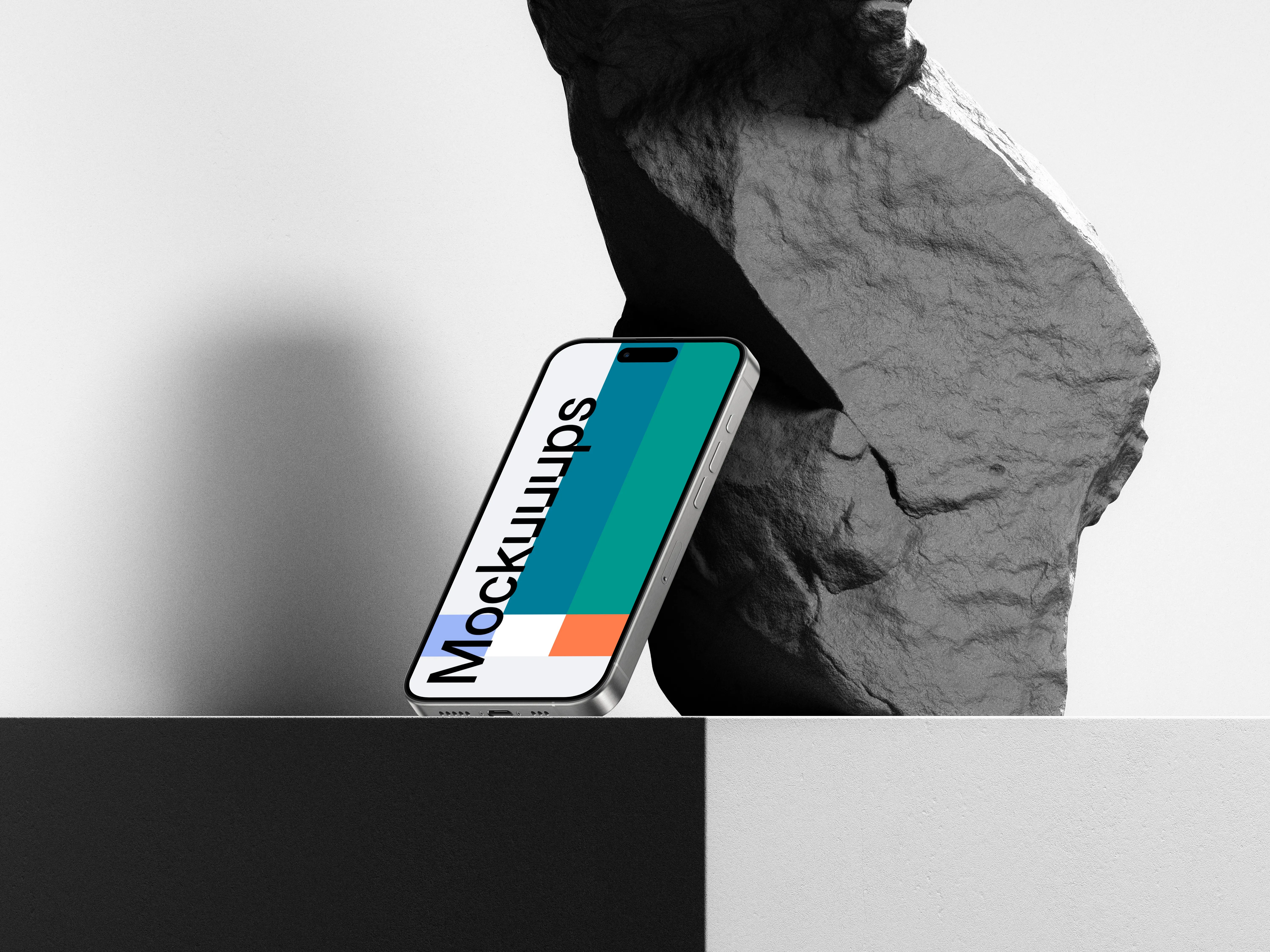 Free Rock iPhone 15 Pro Mockup