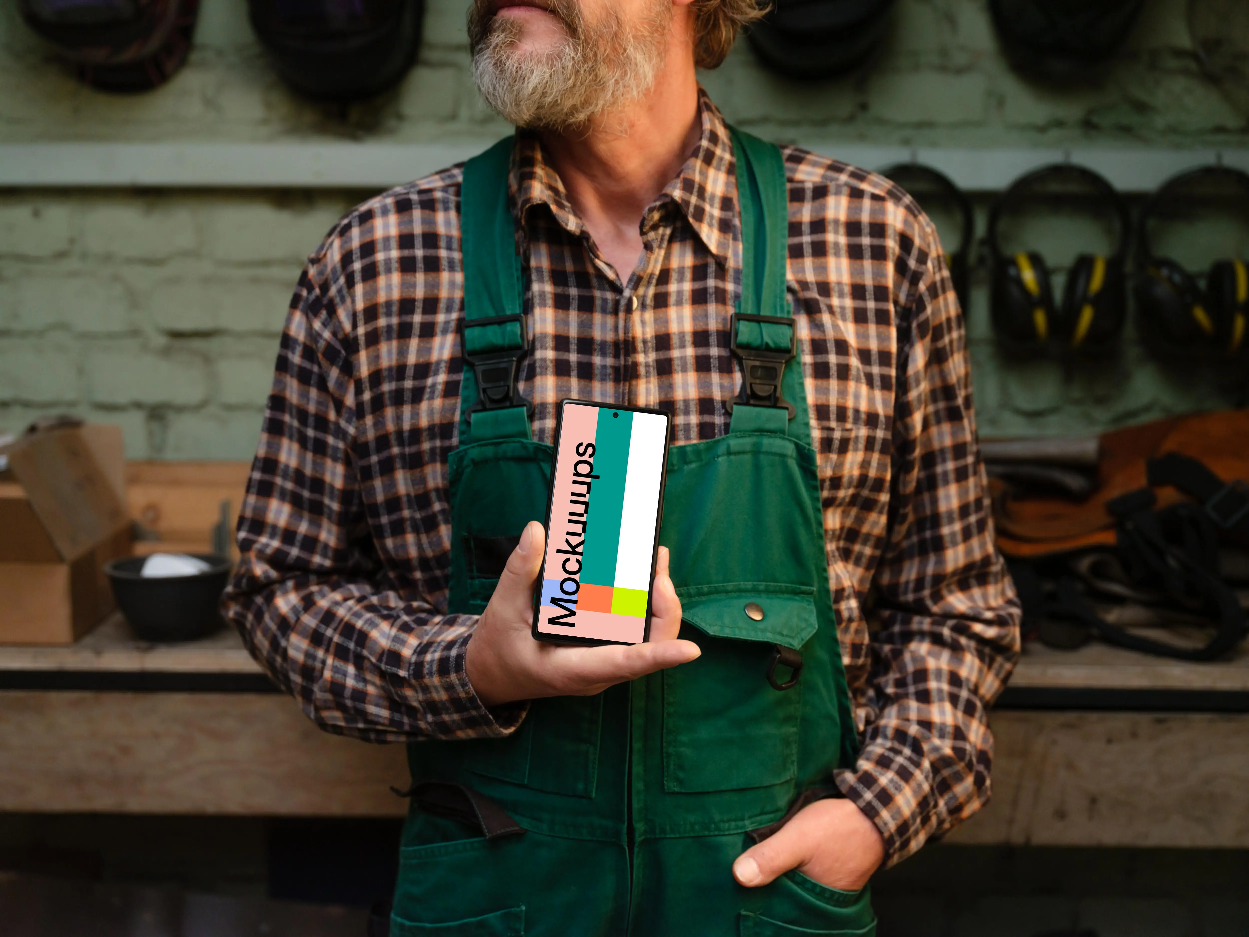 Google Pixel 6 mockup in crafter's hand