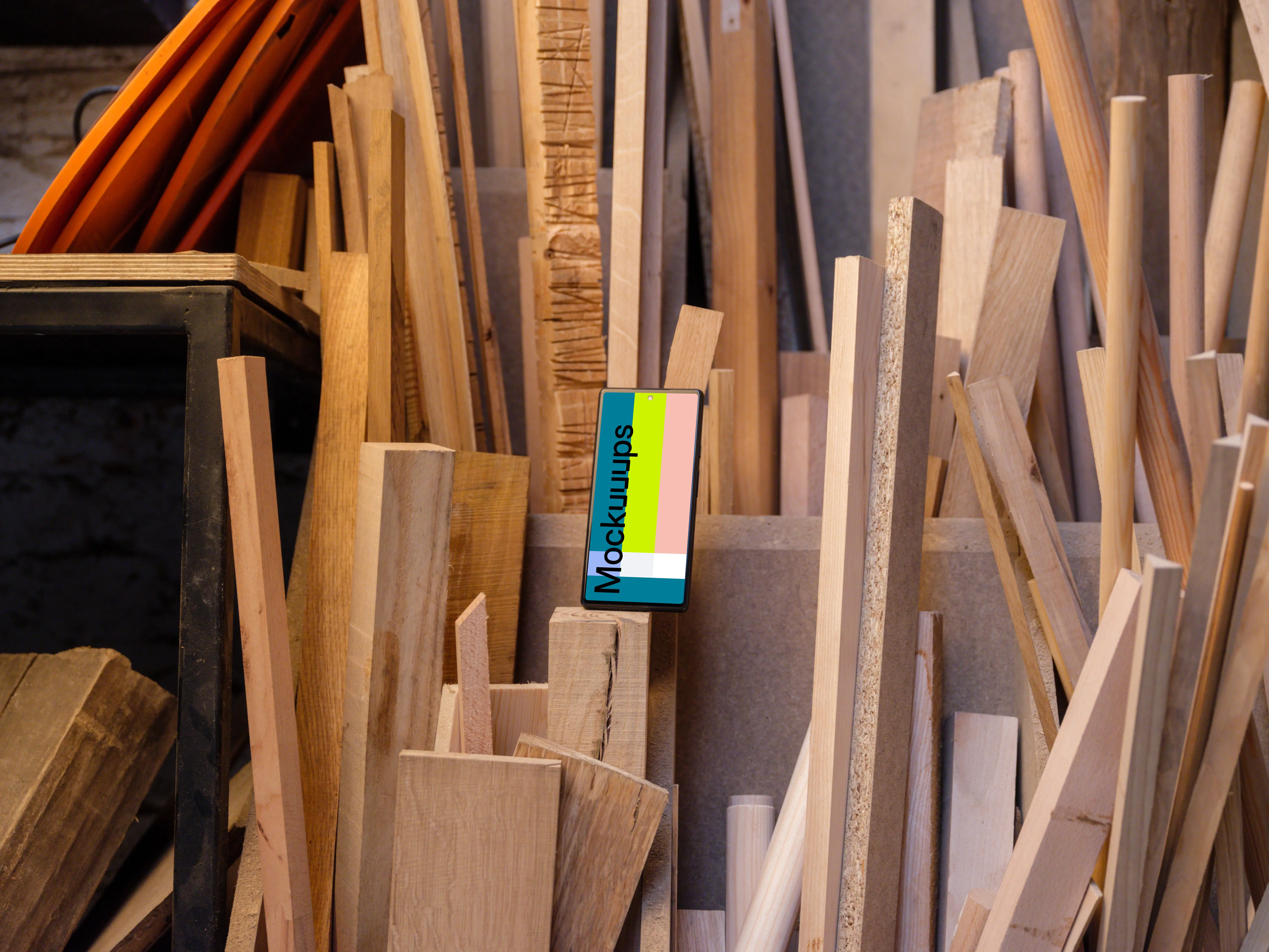 Google Pixel 6 mockup on wooden boards