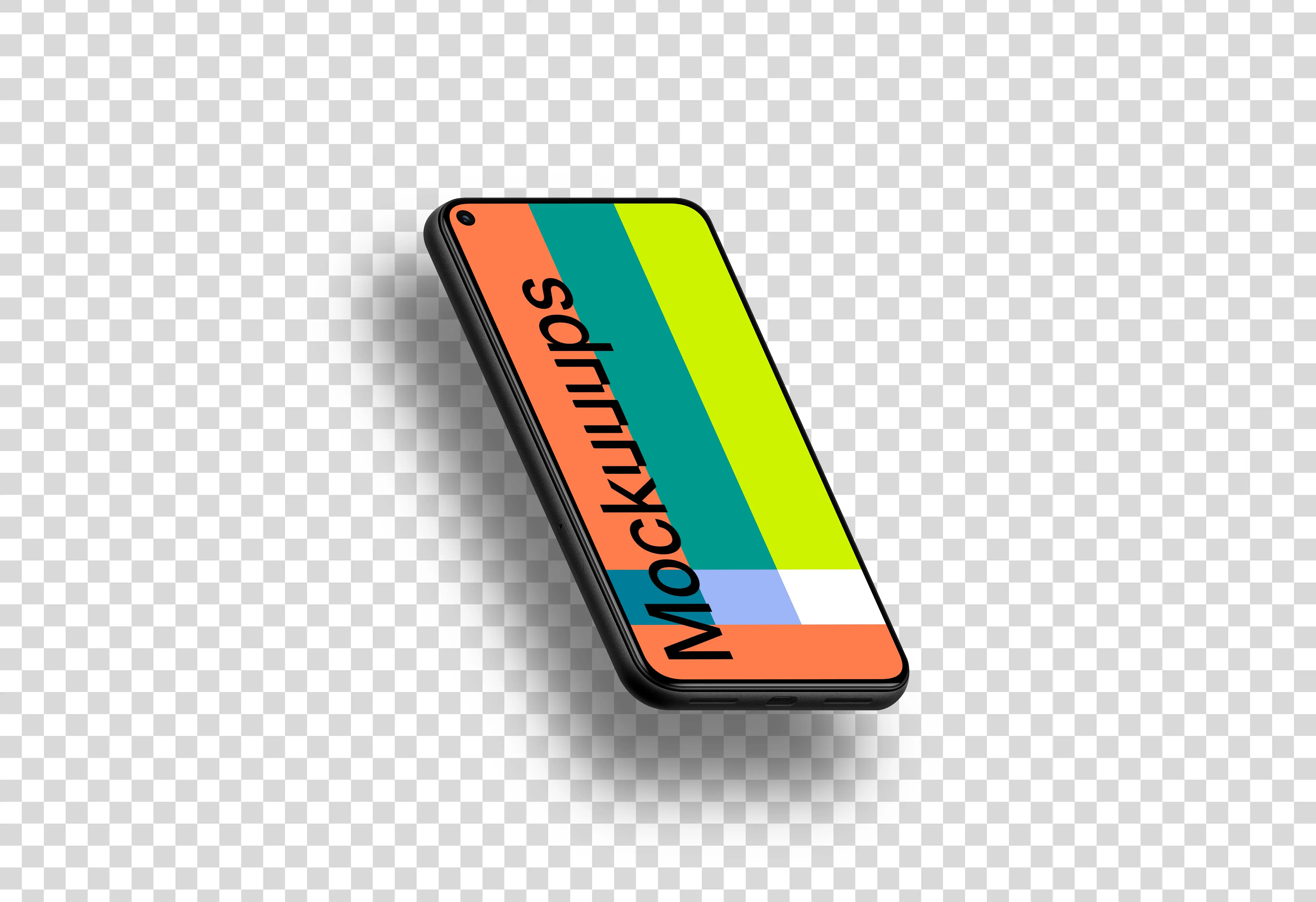 Google Pixel 5 Mockup (Isometric Left - Floating Shadow)