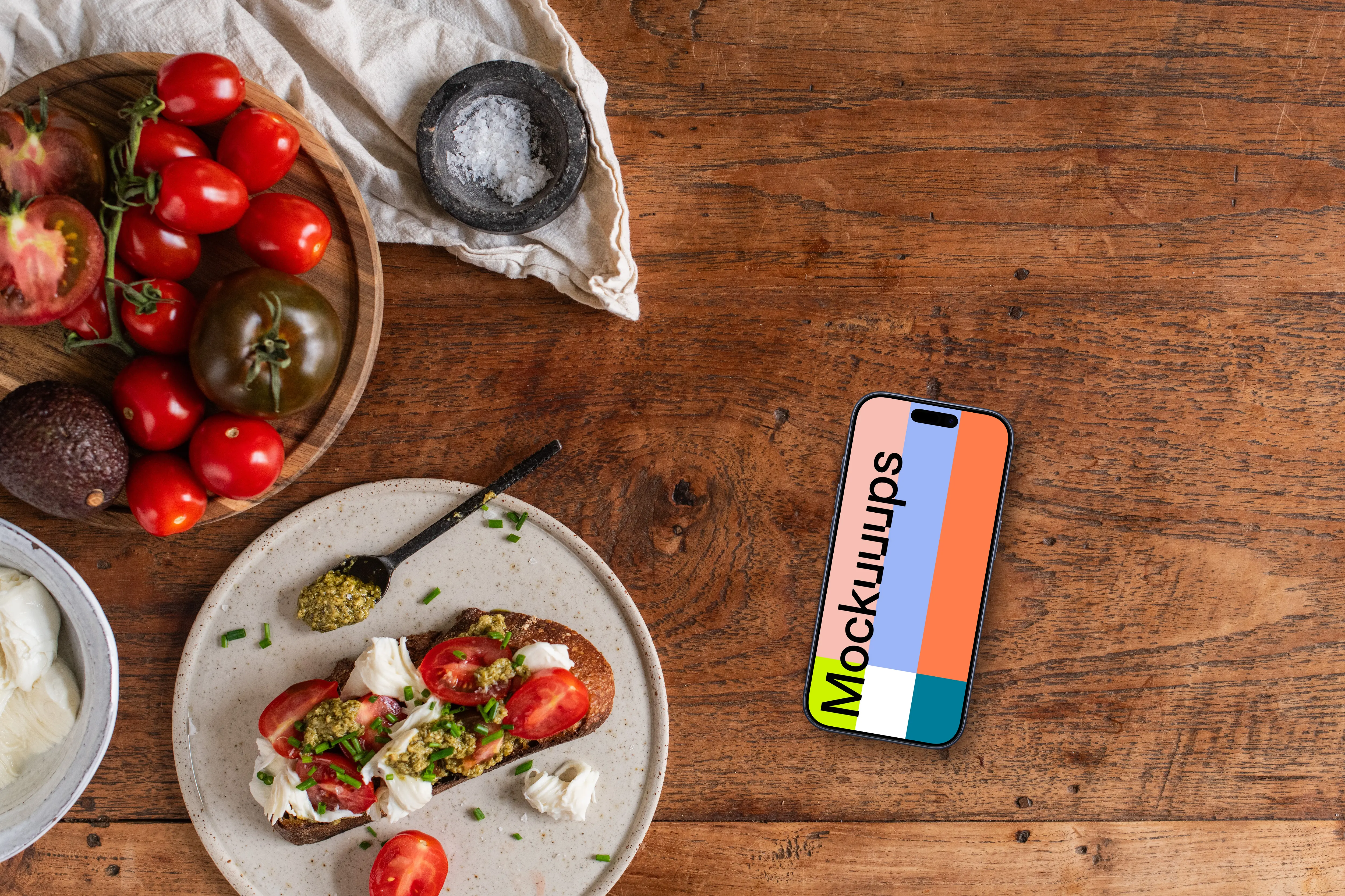 Healthy breakfast with iPhone mockup