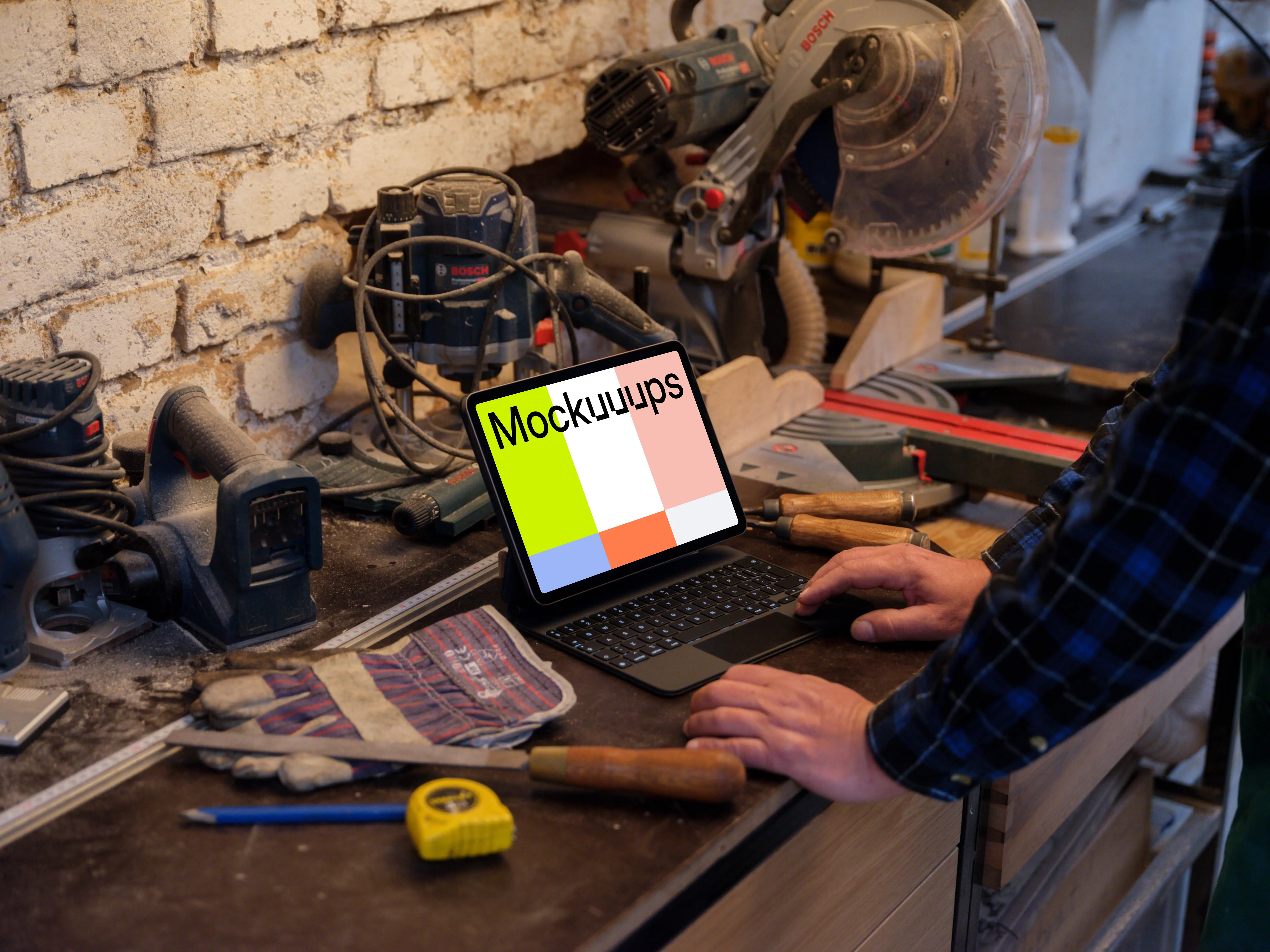 iPad Air in professional environment with mechanic