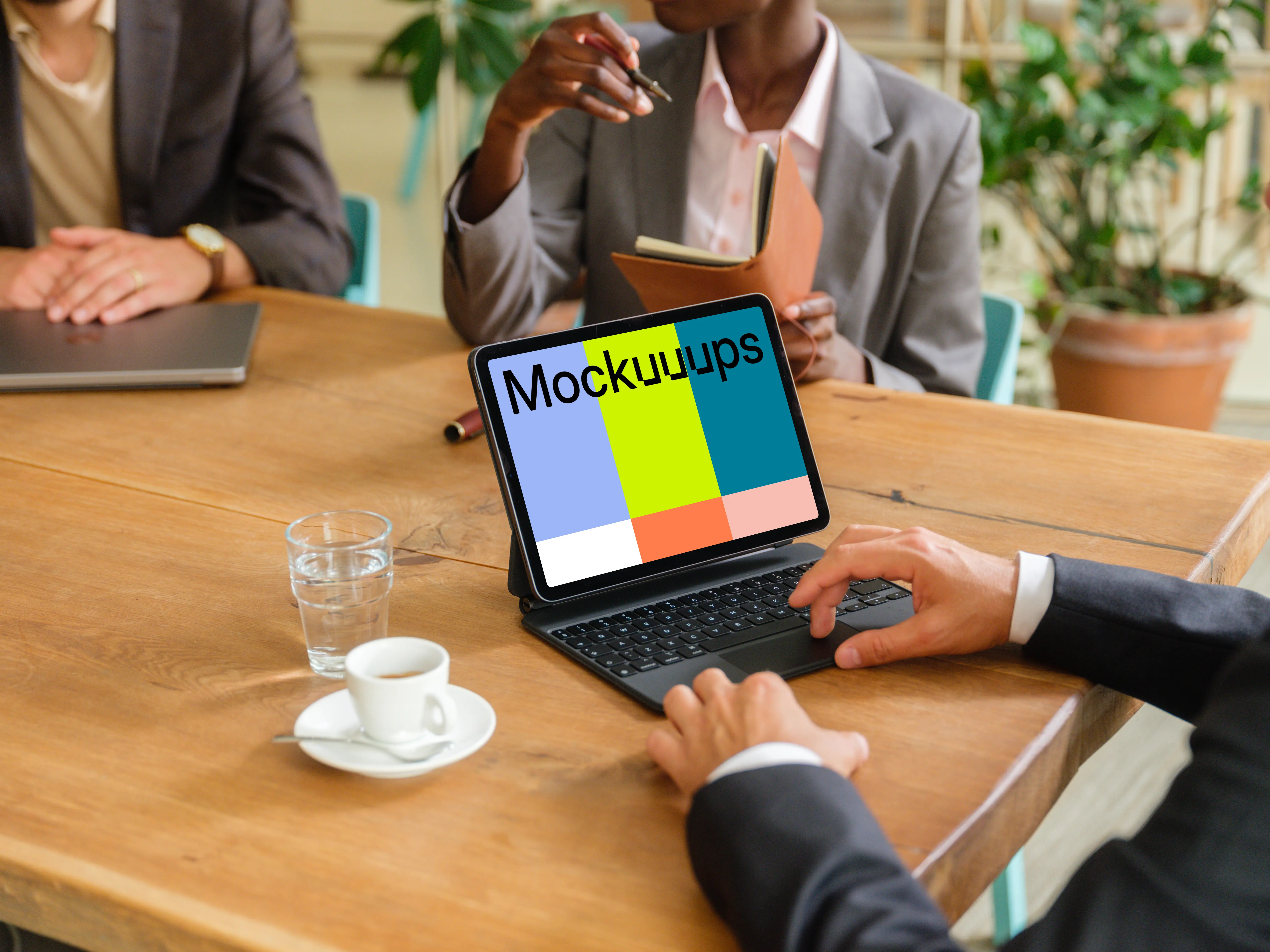  iPad Air mockup elevating business meeting in the office