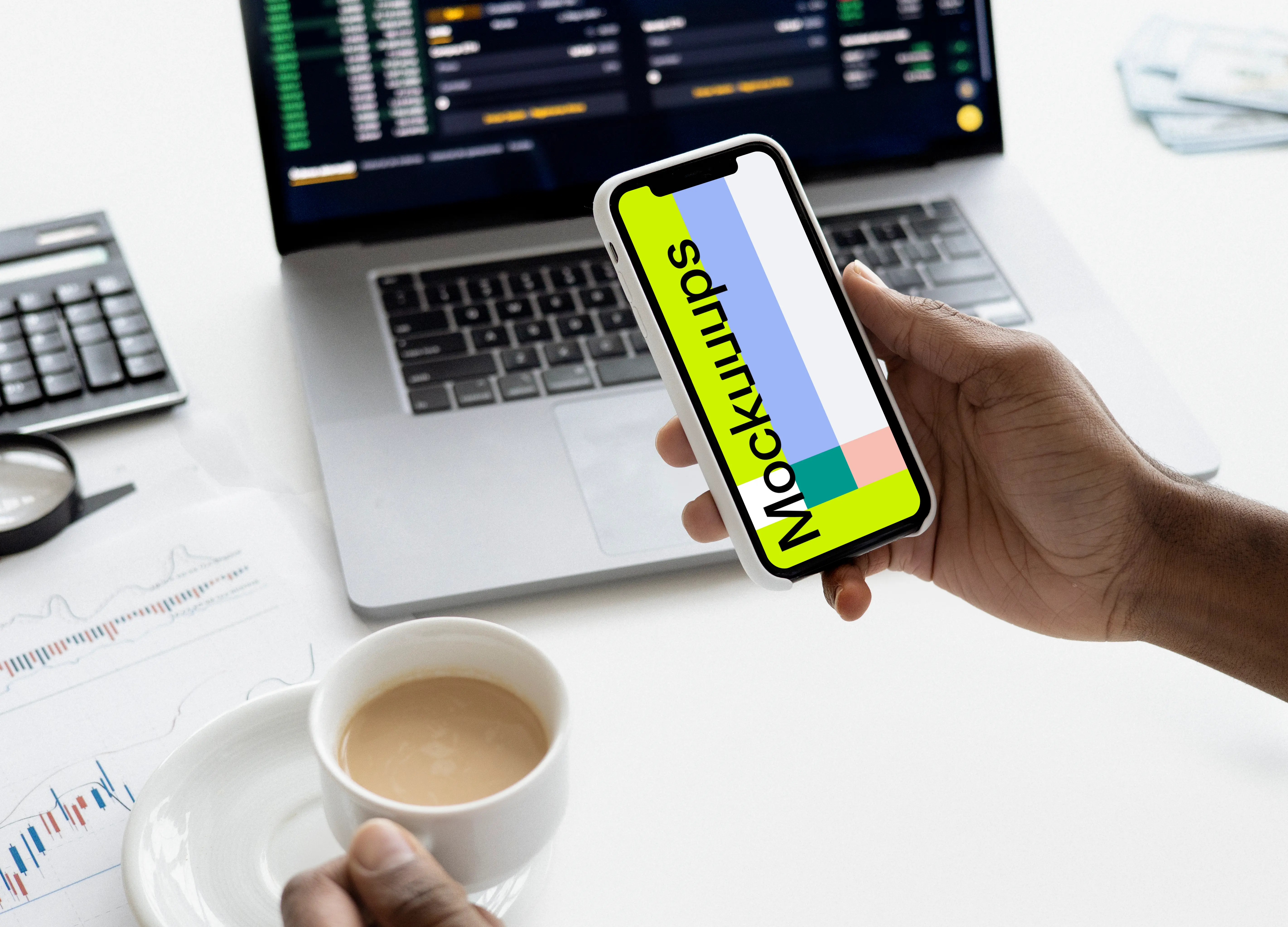 iPhone 12 mockup held by a man