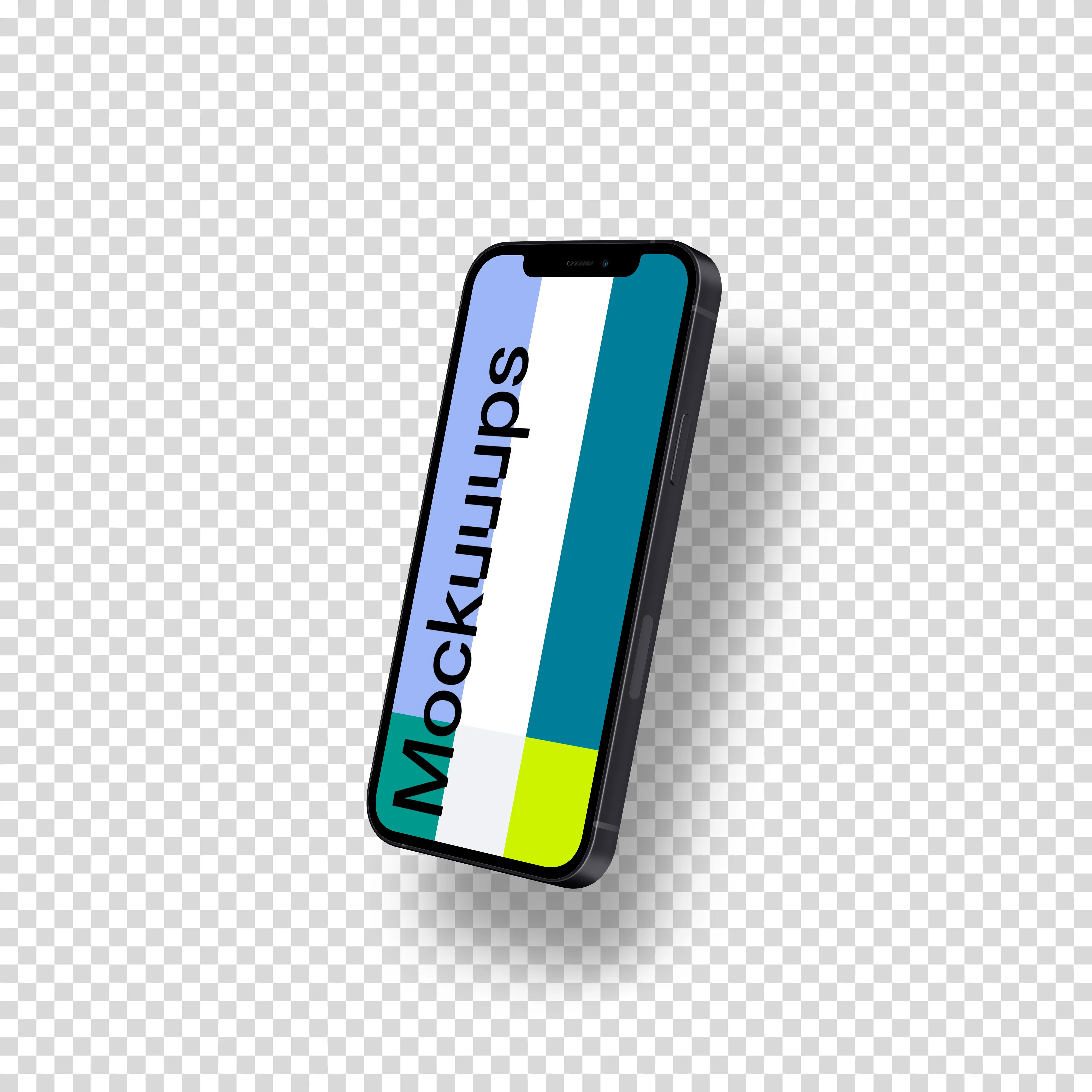 iPhone 12 Mockup (Perspective Right - Floating Shadow)