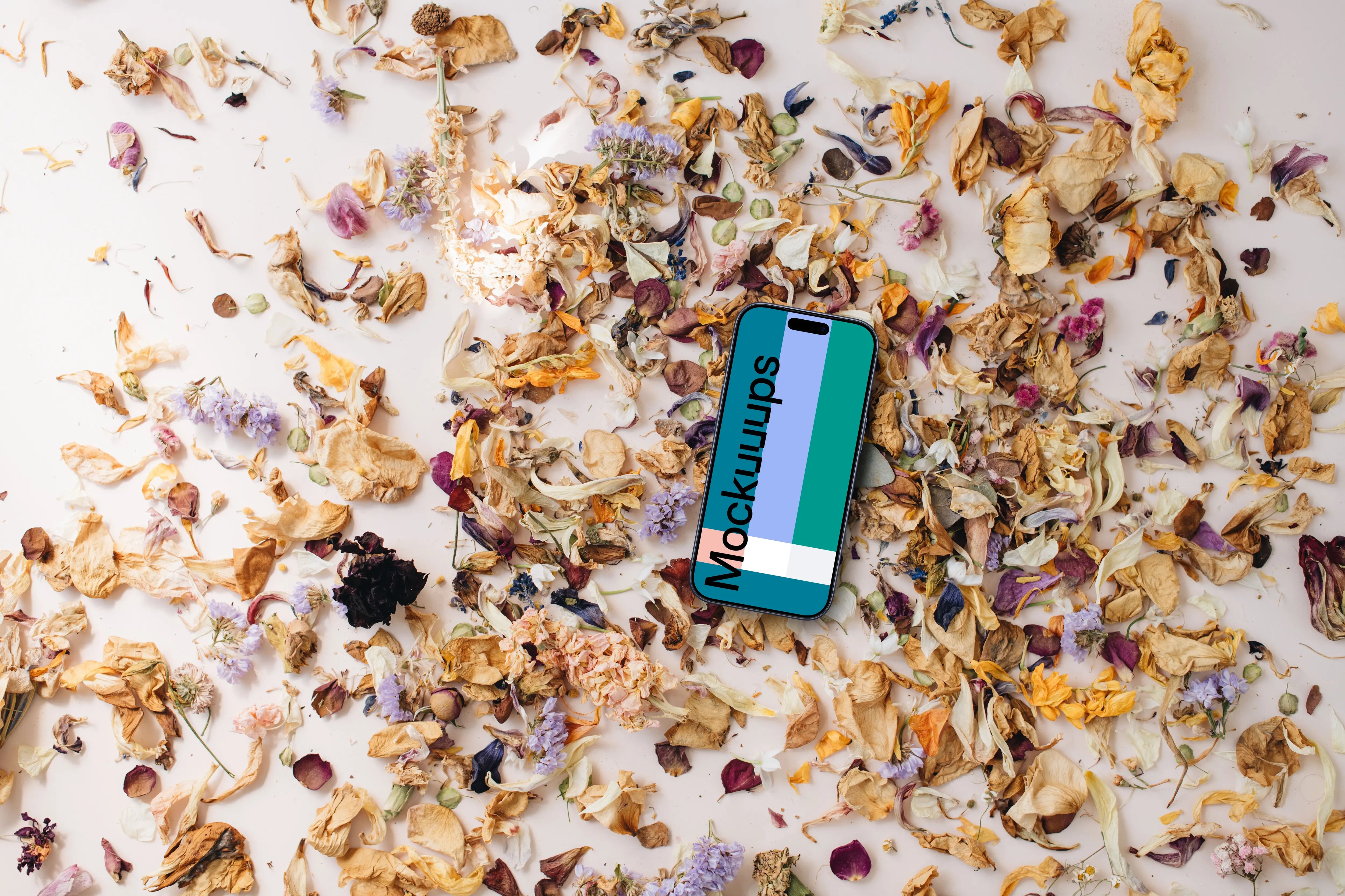 iPhone mockup on floral decor