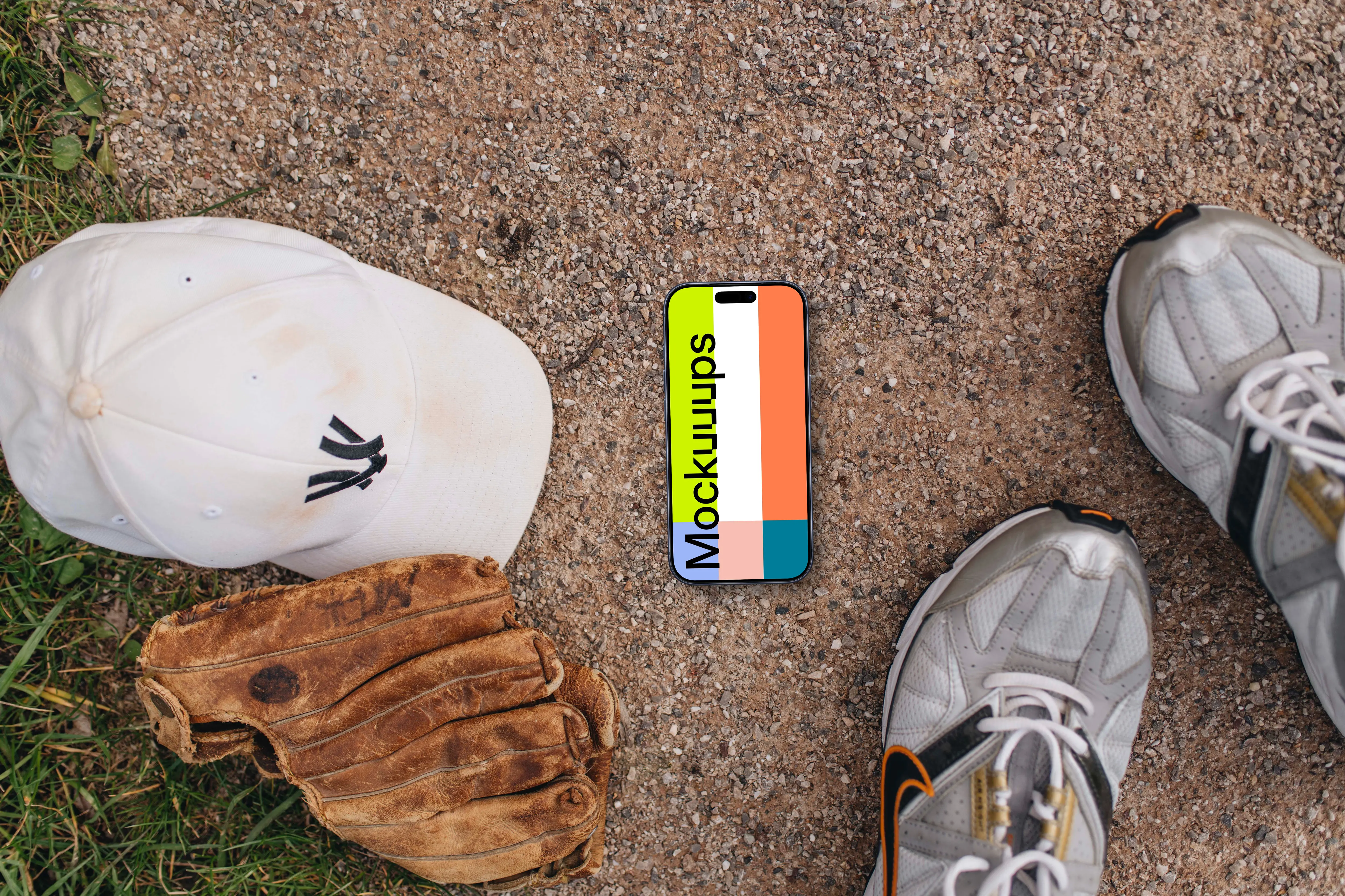 iPhone mockup with baseball glove