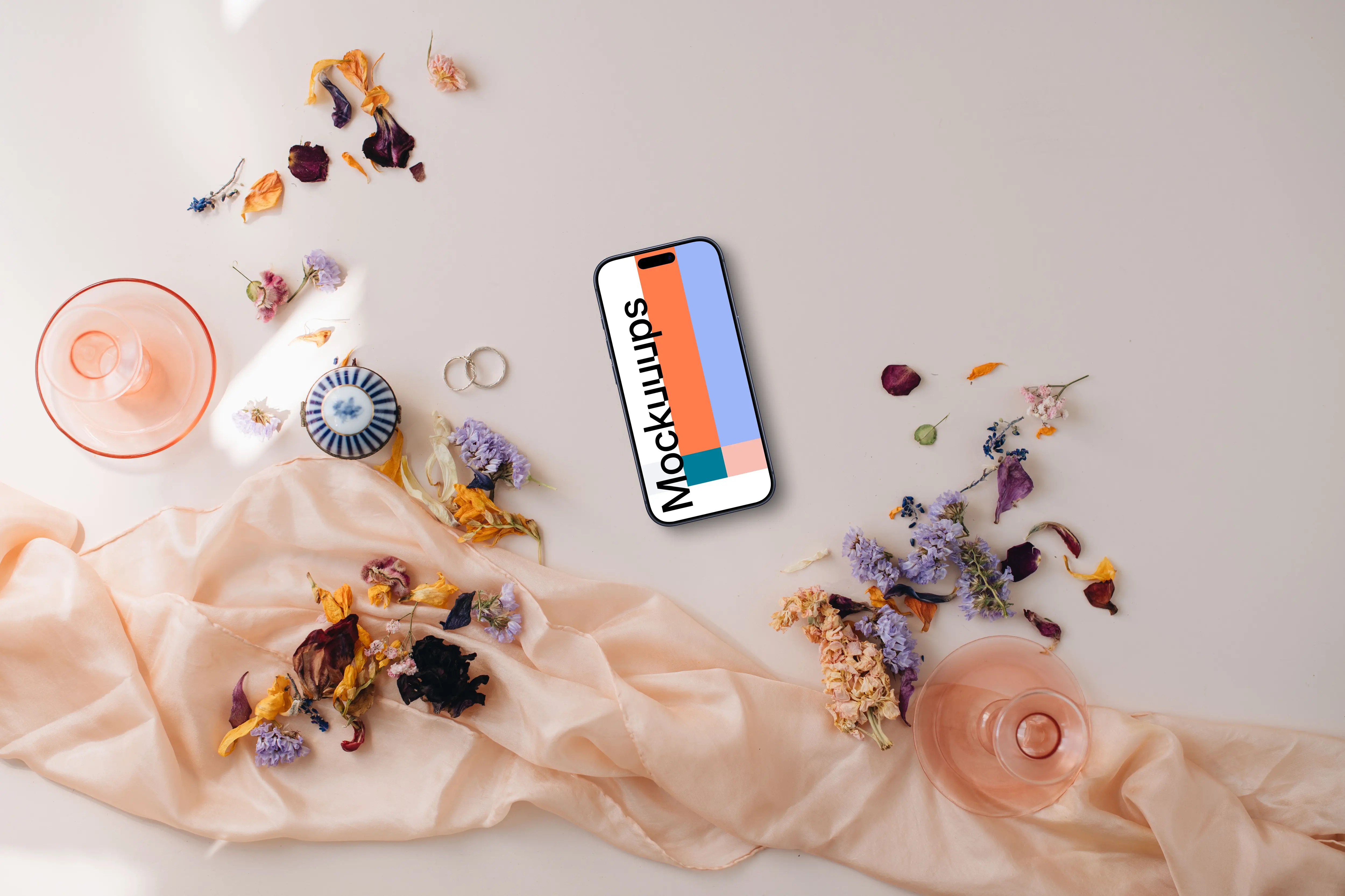 iPhone mockup with wedding decor