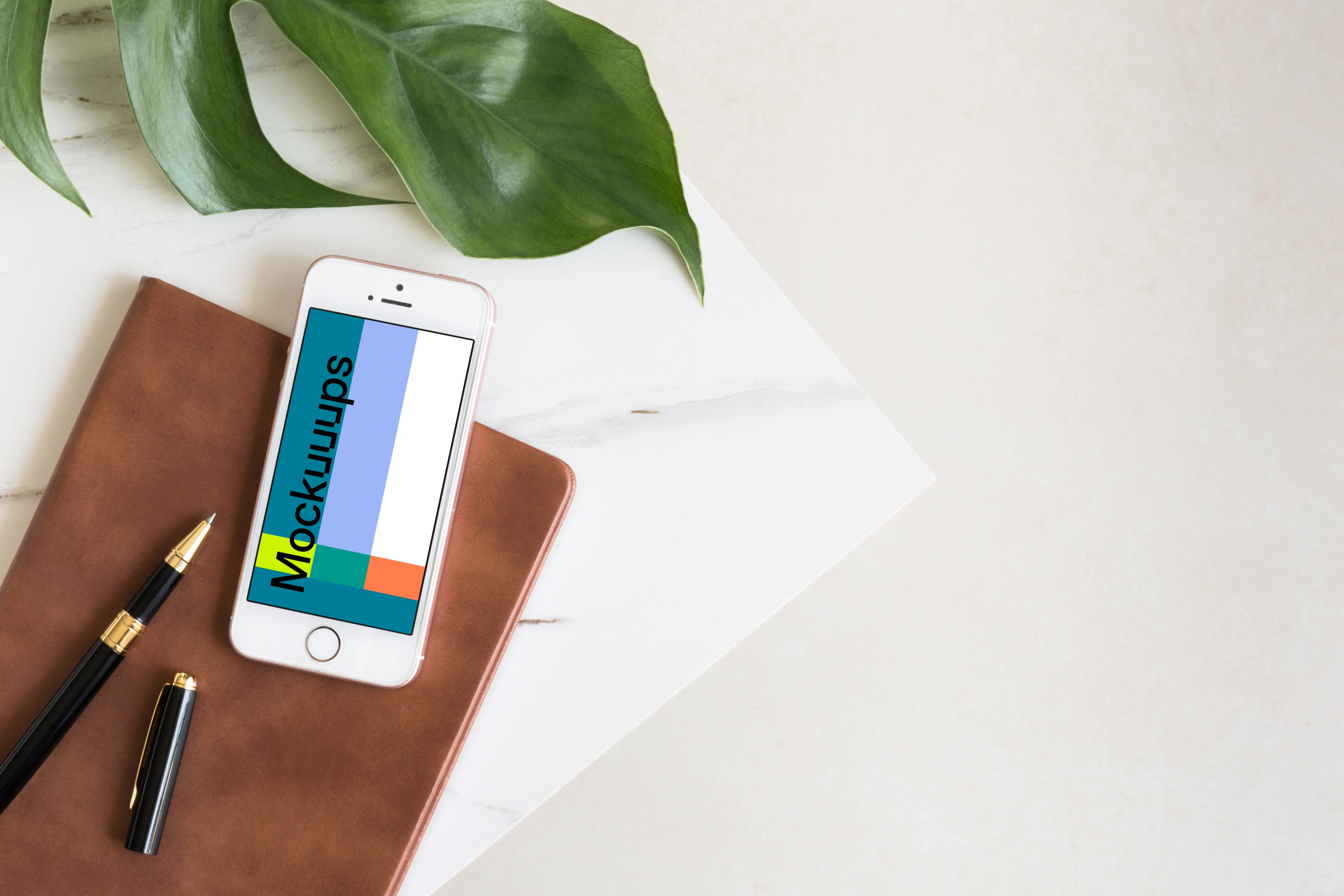 iPhone SE mockup and marble table