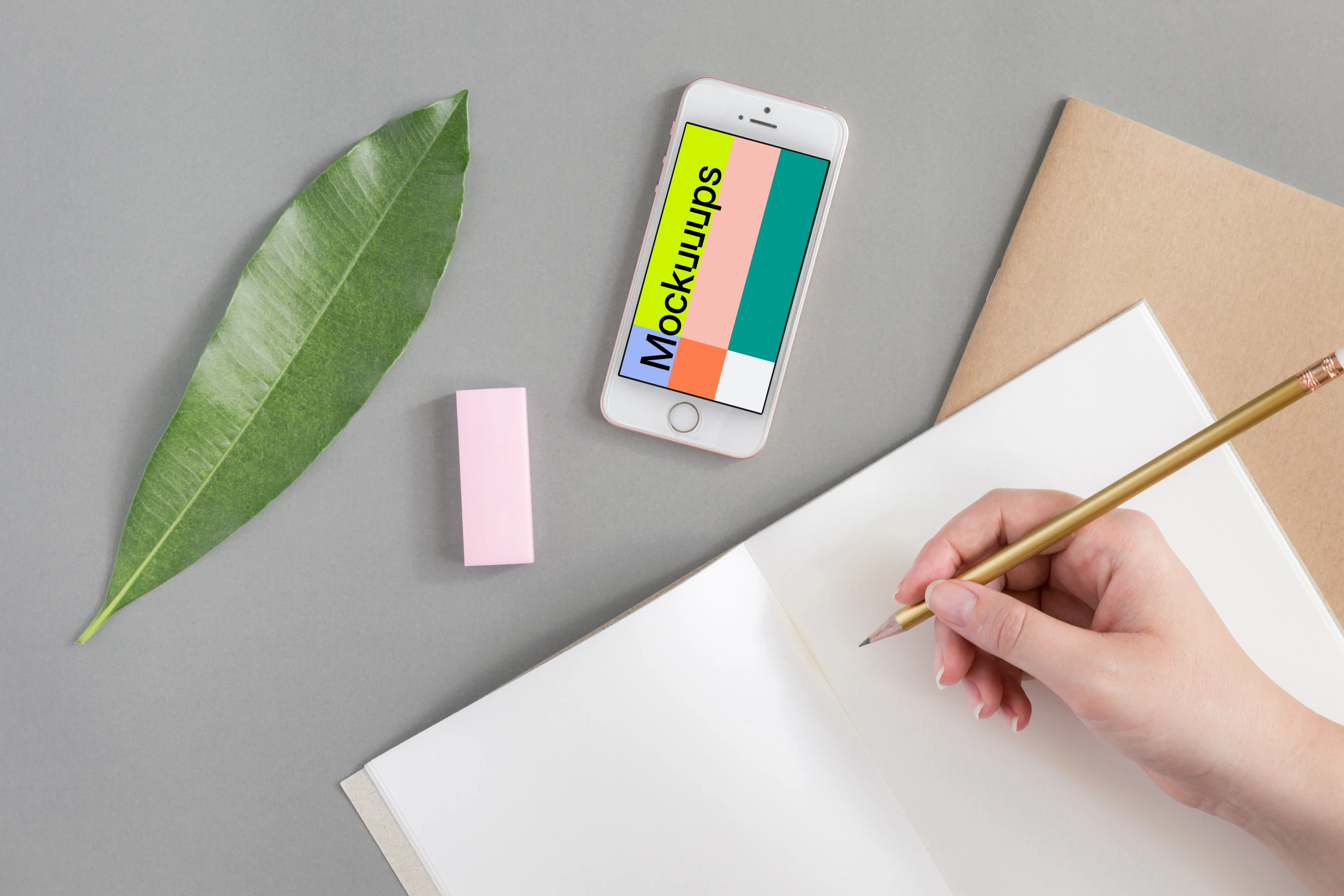 iPhone SE mockup next to the journal