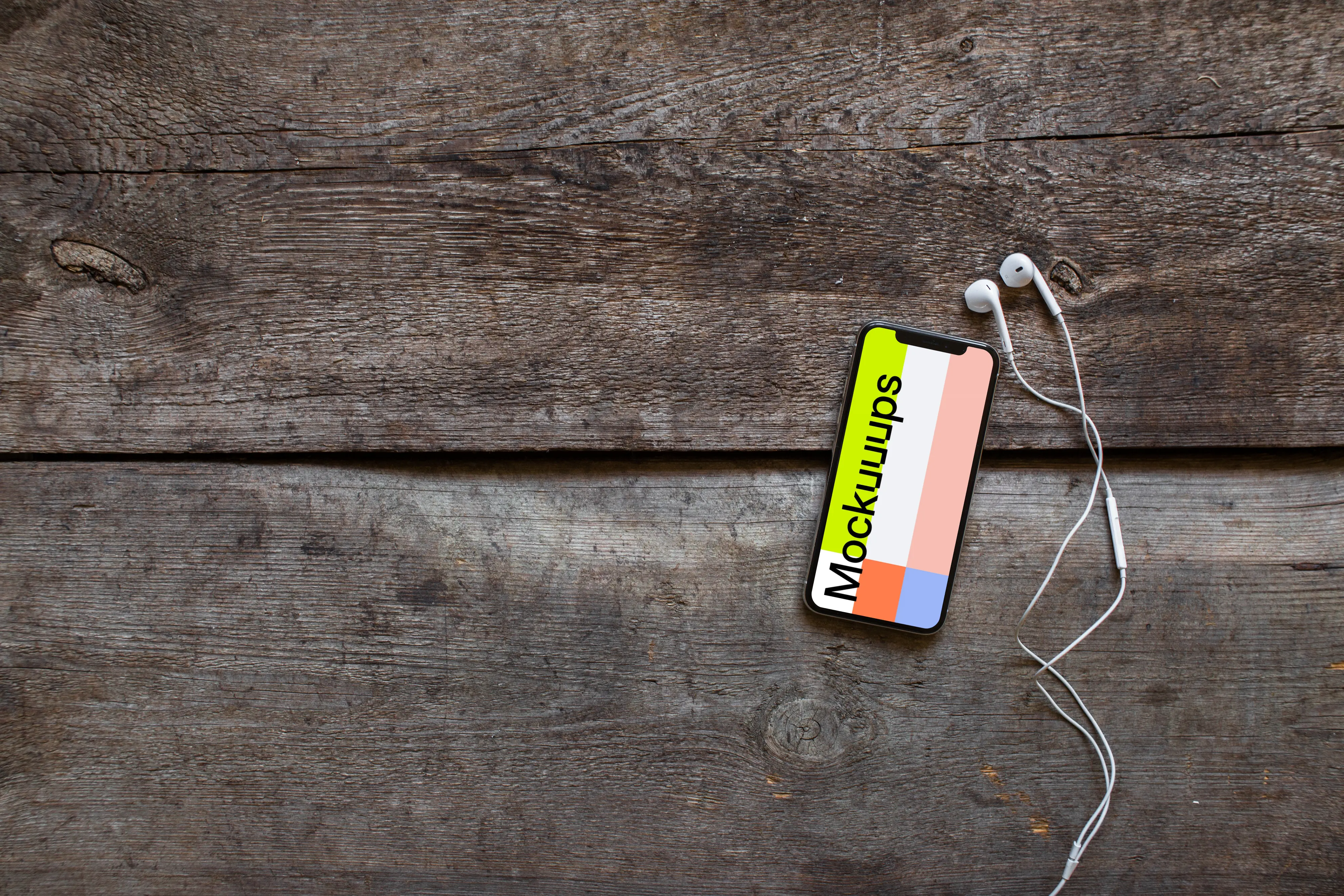 iPhone XS mockup with earphones