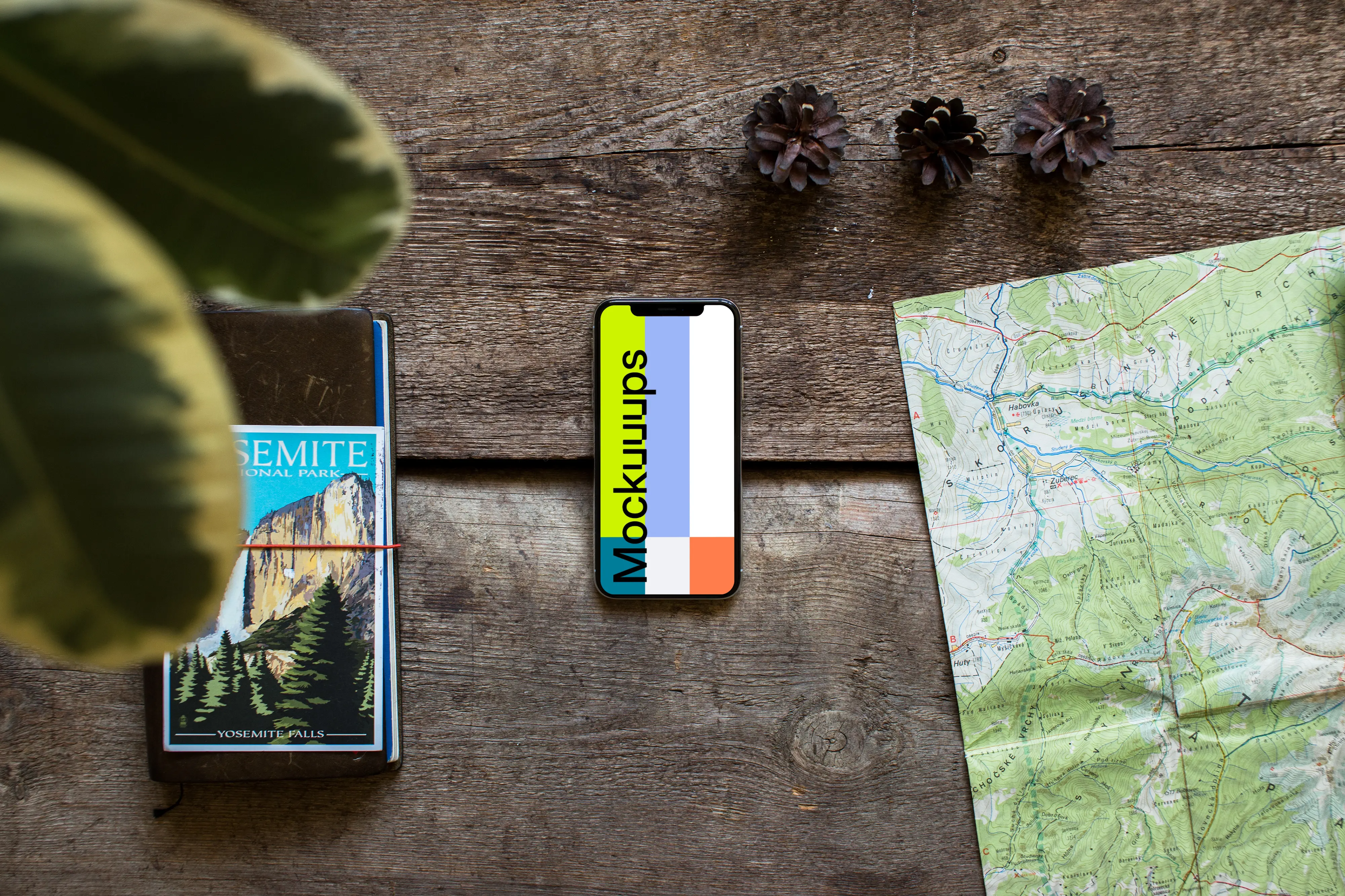 iPhone XS mockup with Yosemite map