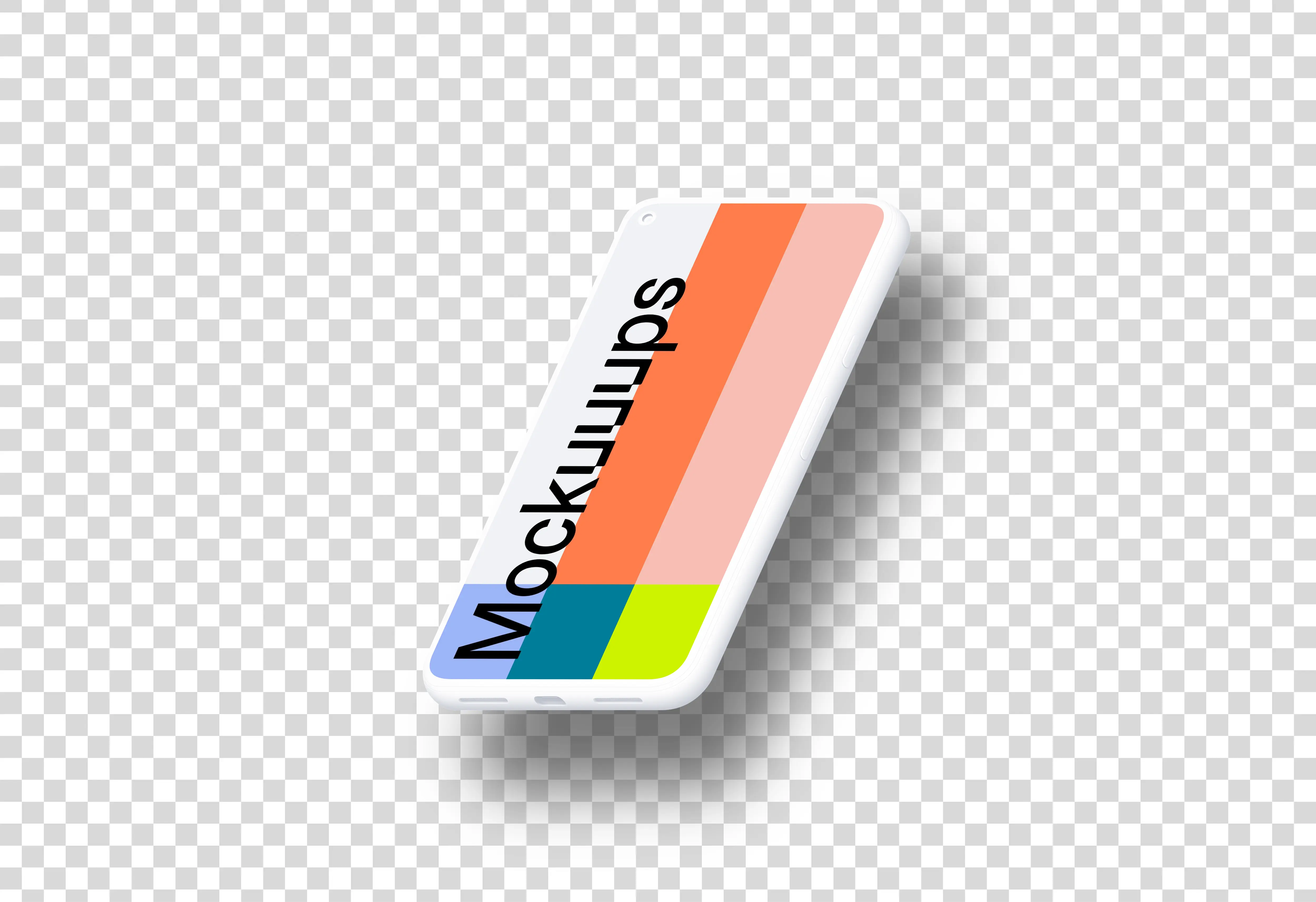 Google Pixel 5 Clay Mockup (Isometric Right - Floating Shadow)