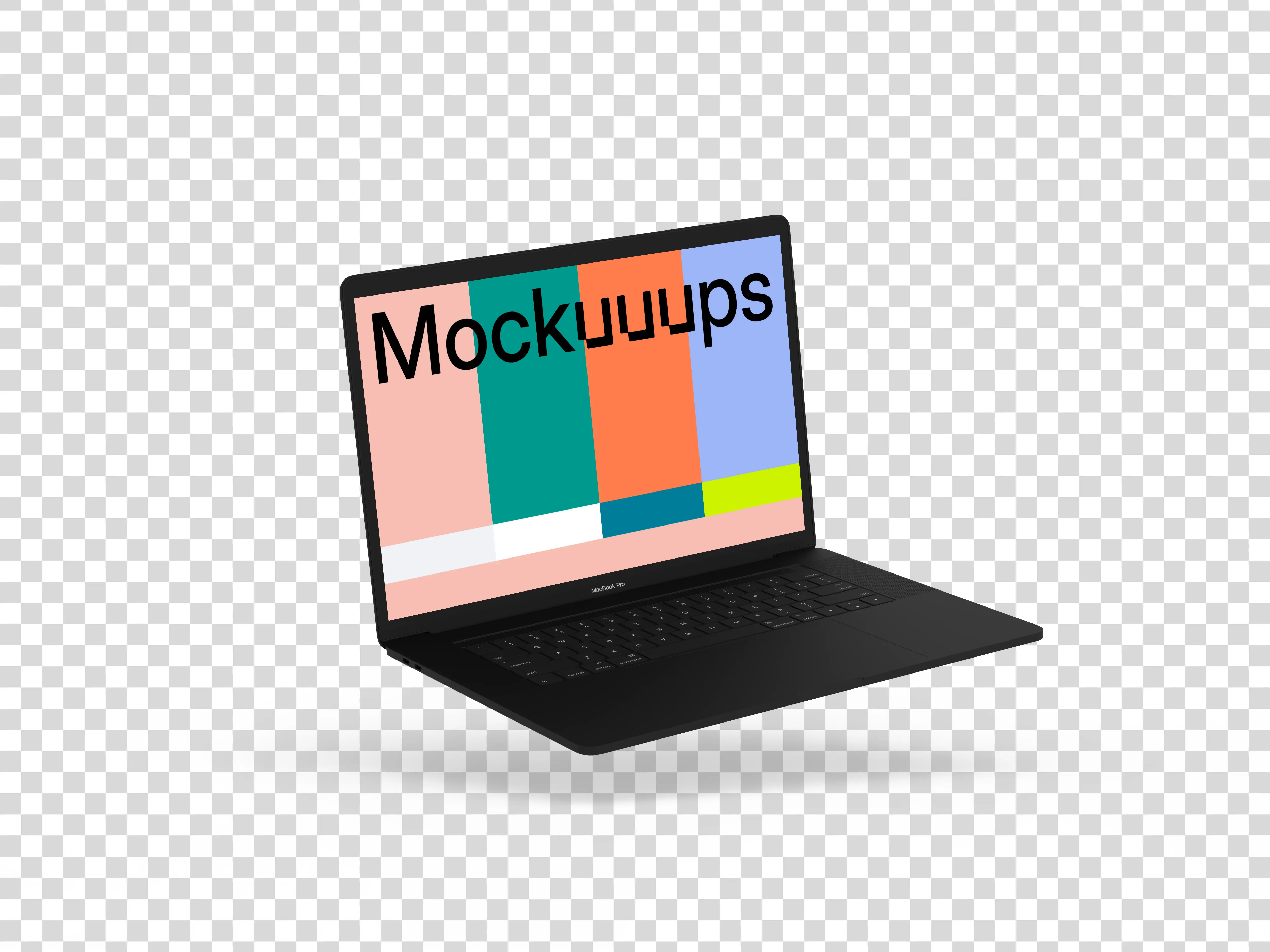 Macbook Pro mockup (Clay Dark) floating to the left