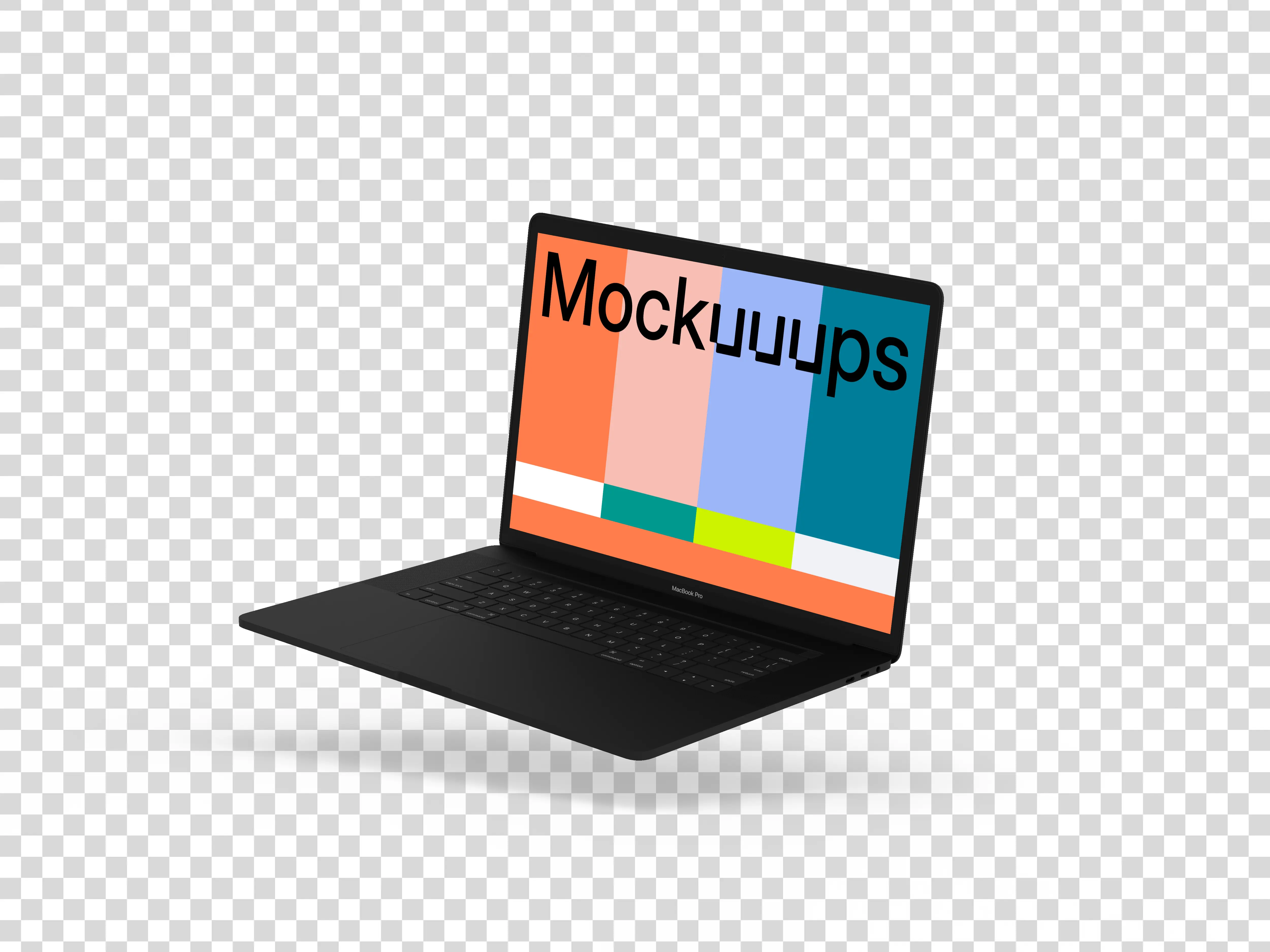 Macbook Pro mockup (Clay Dark) floating to the right