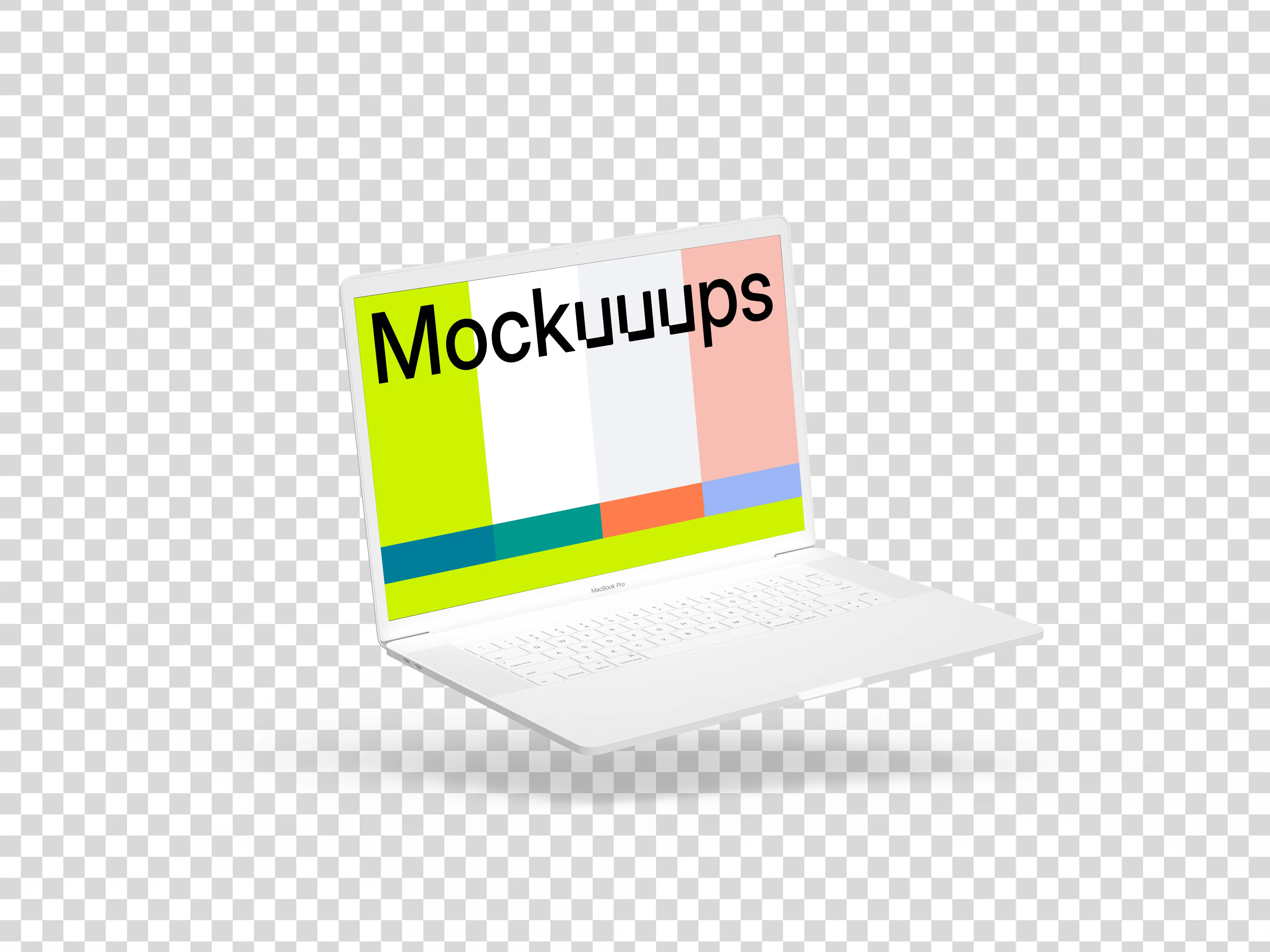 Macbook Pro mockup (Clay White) floating to the left