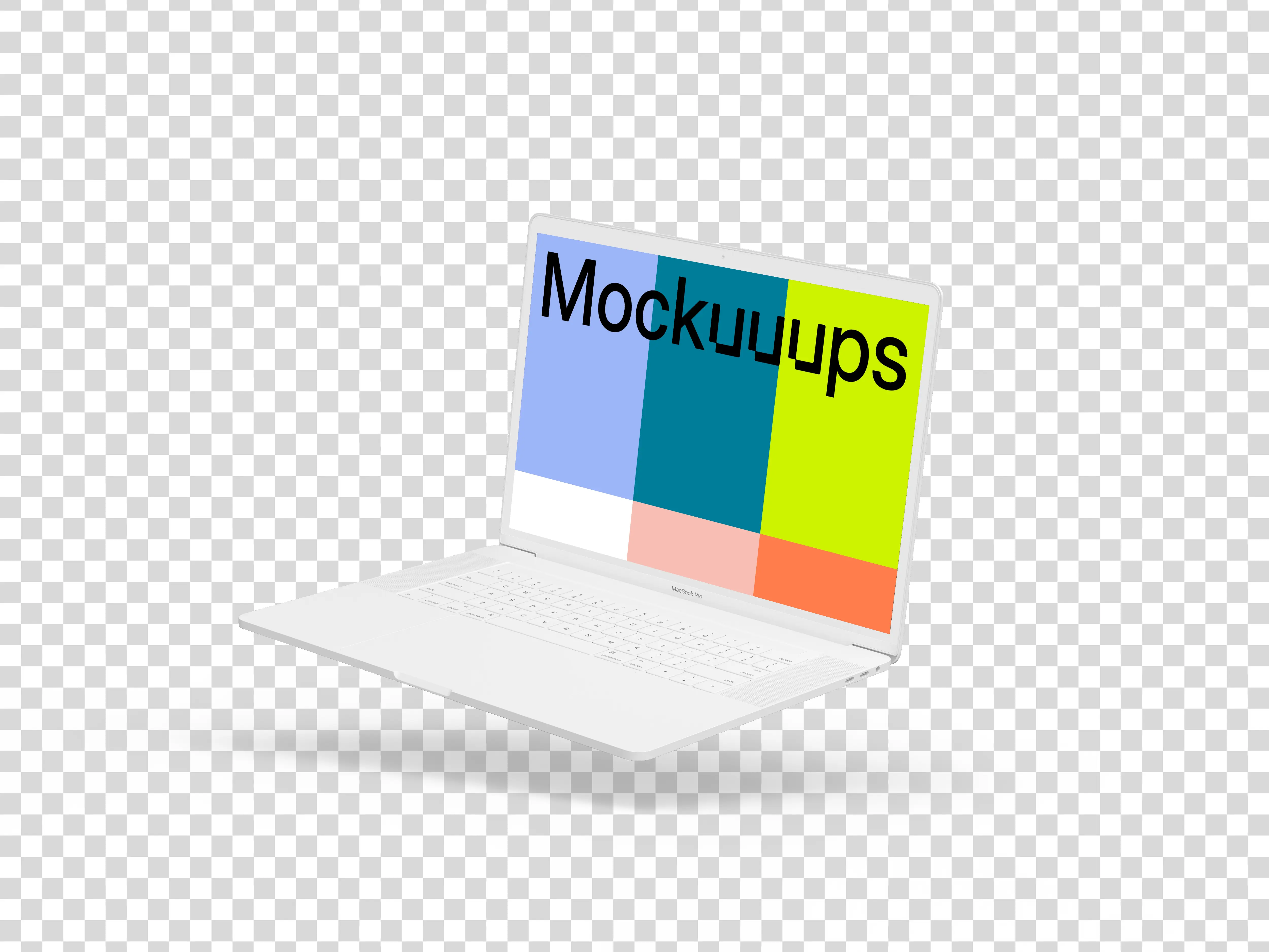 Macbook Pro mockup (Clay White) floating to the right