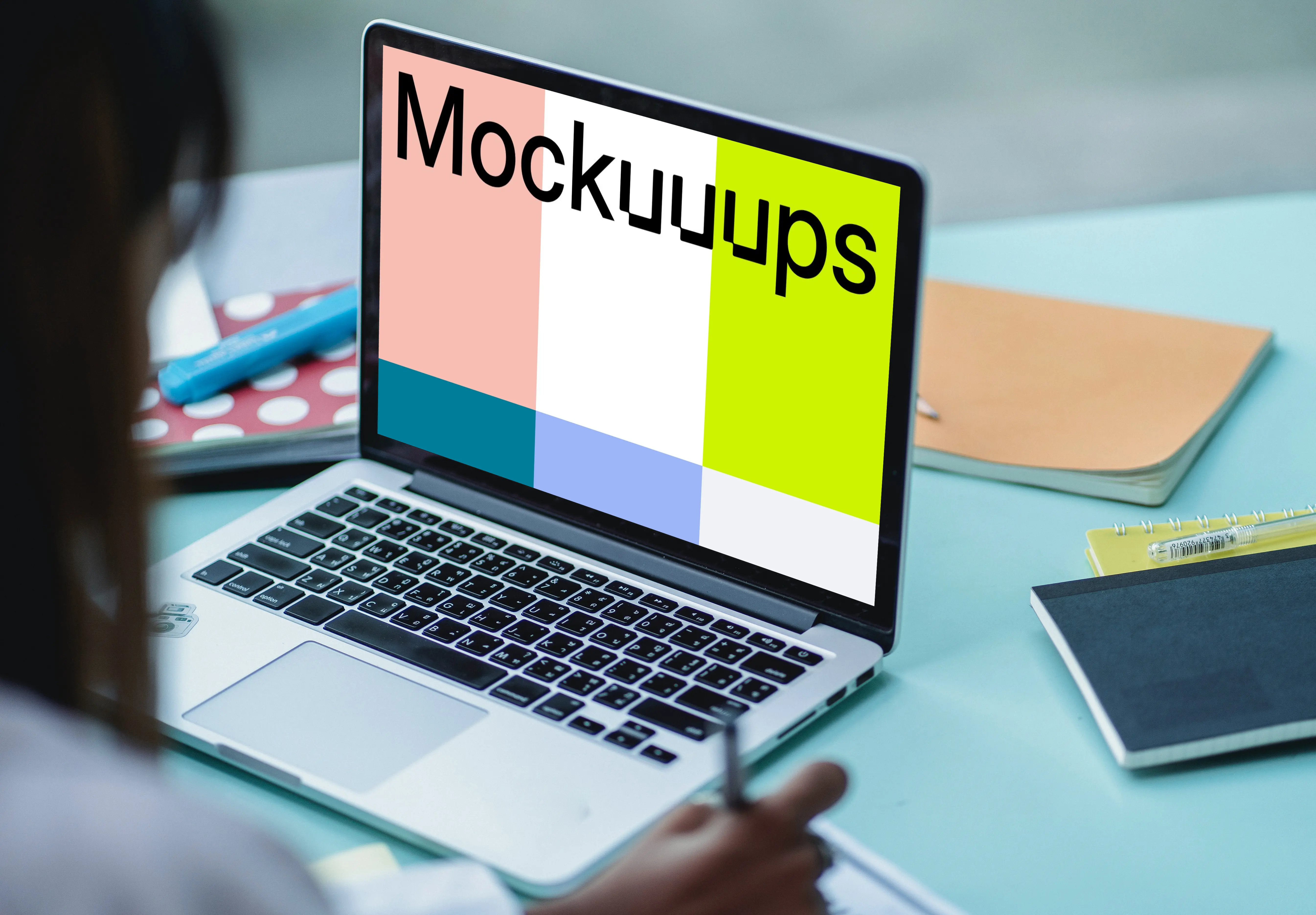 MacBook Pro mockup on an office desk