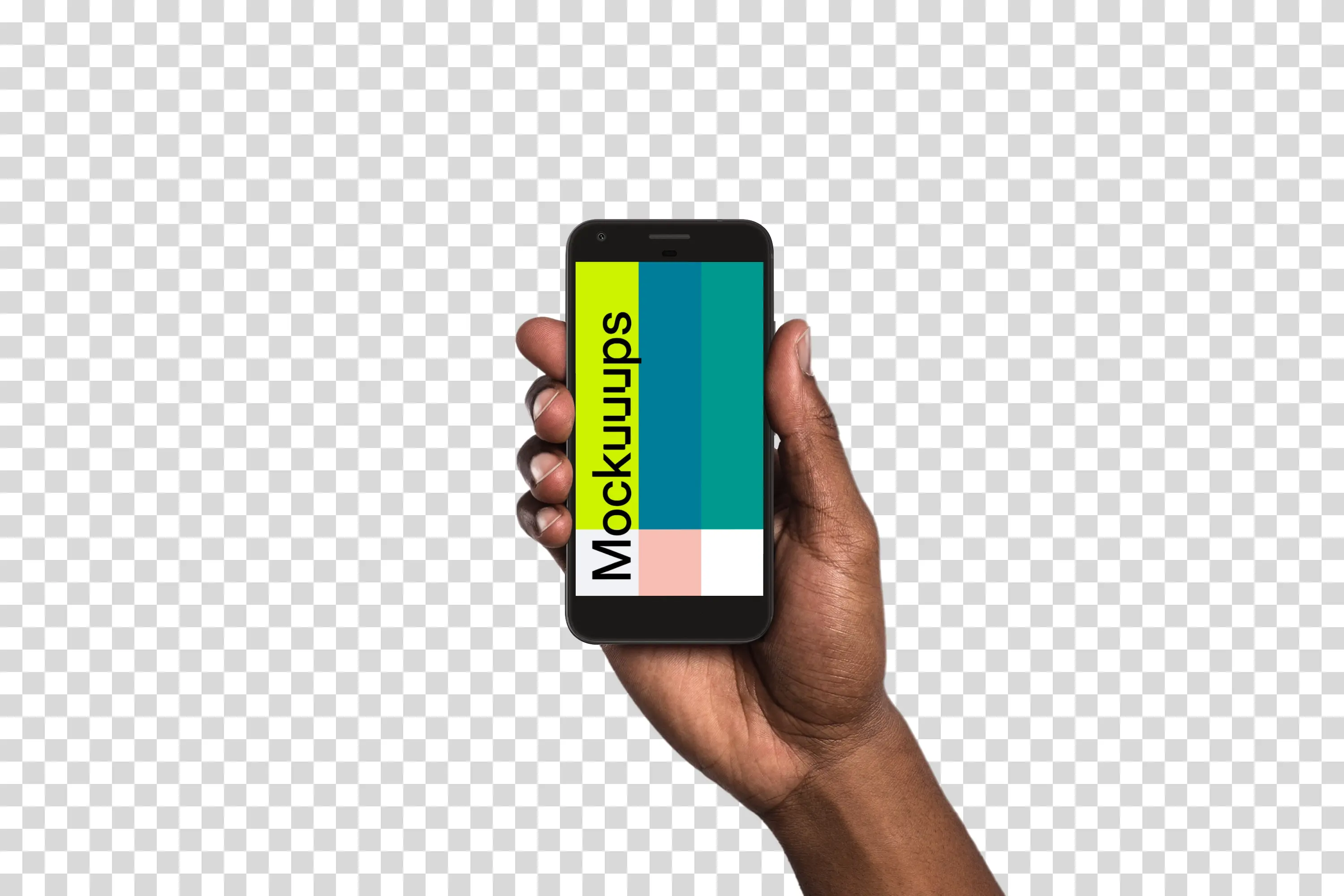 Man holding Google Pixel Very Black mockup (Black skin)