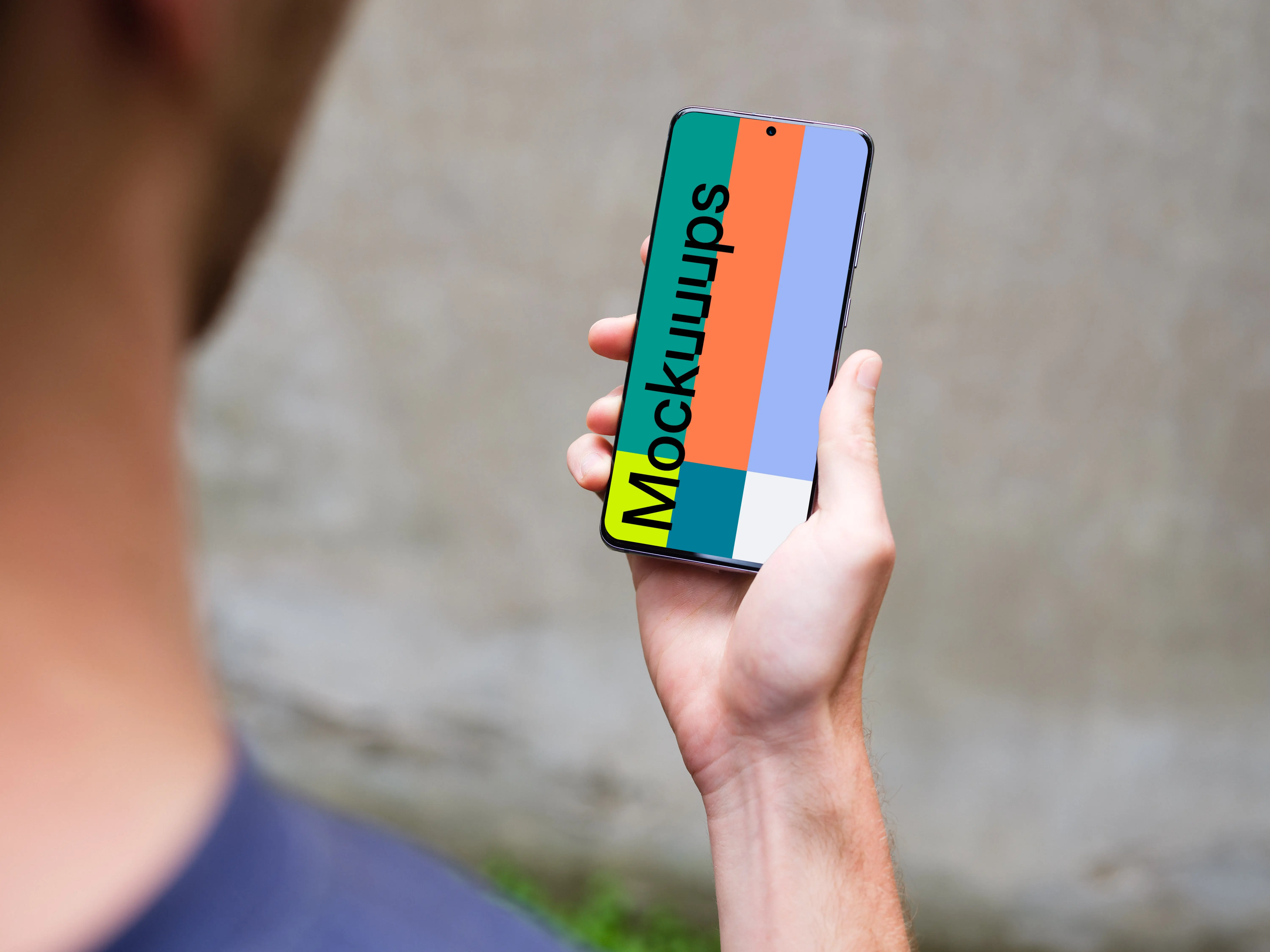 Man holding Samsung Galaxy S20 mockup