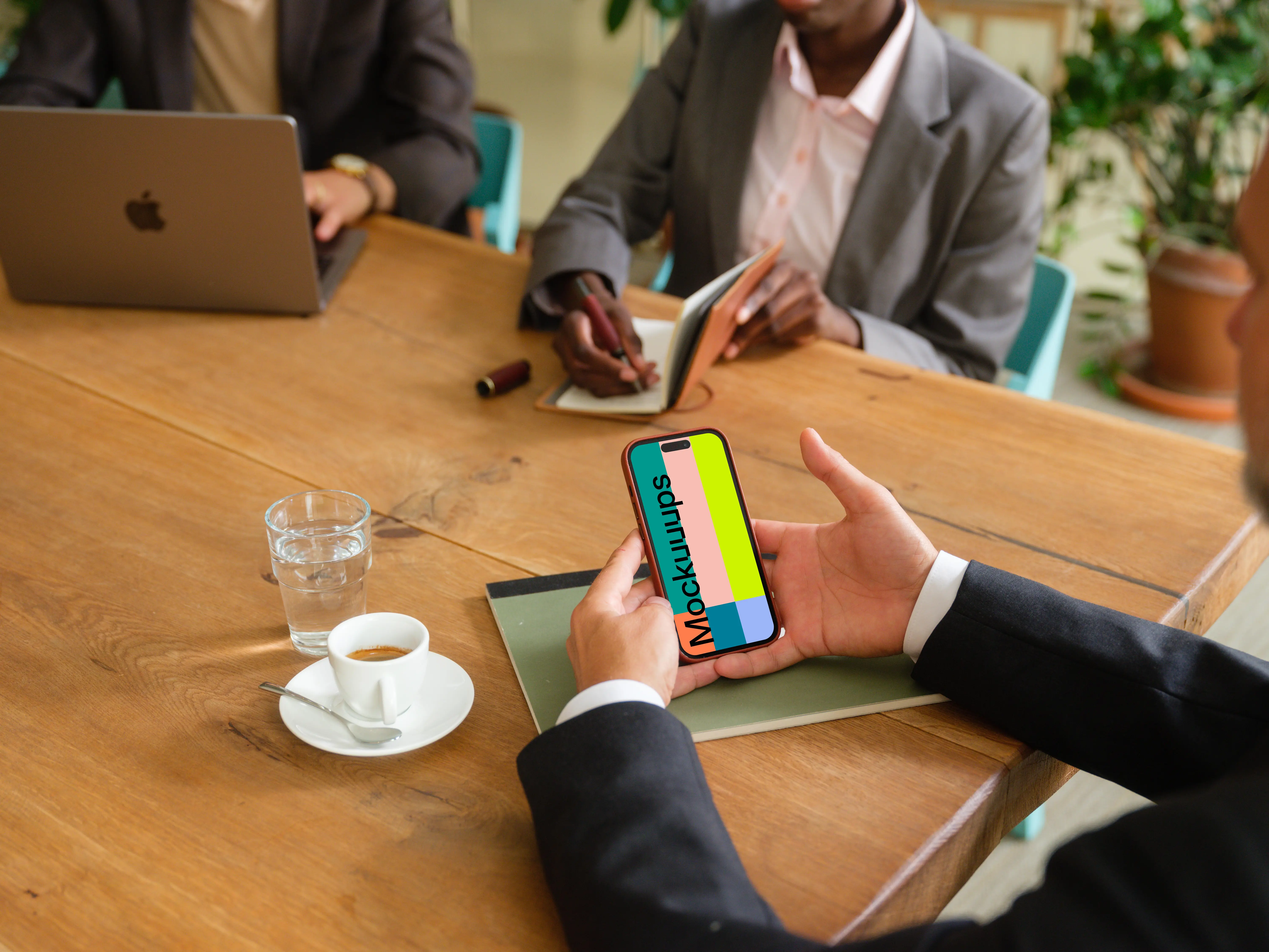 Office setting with the iPhone mockup