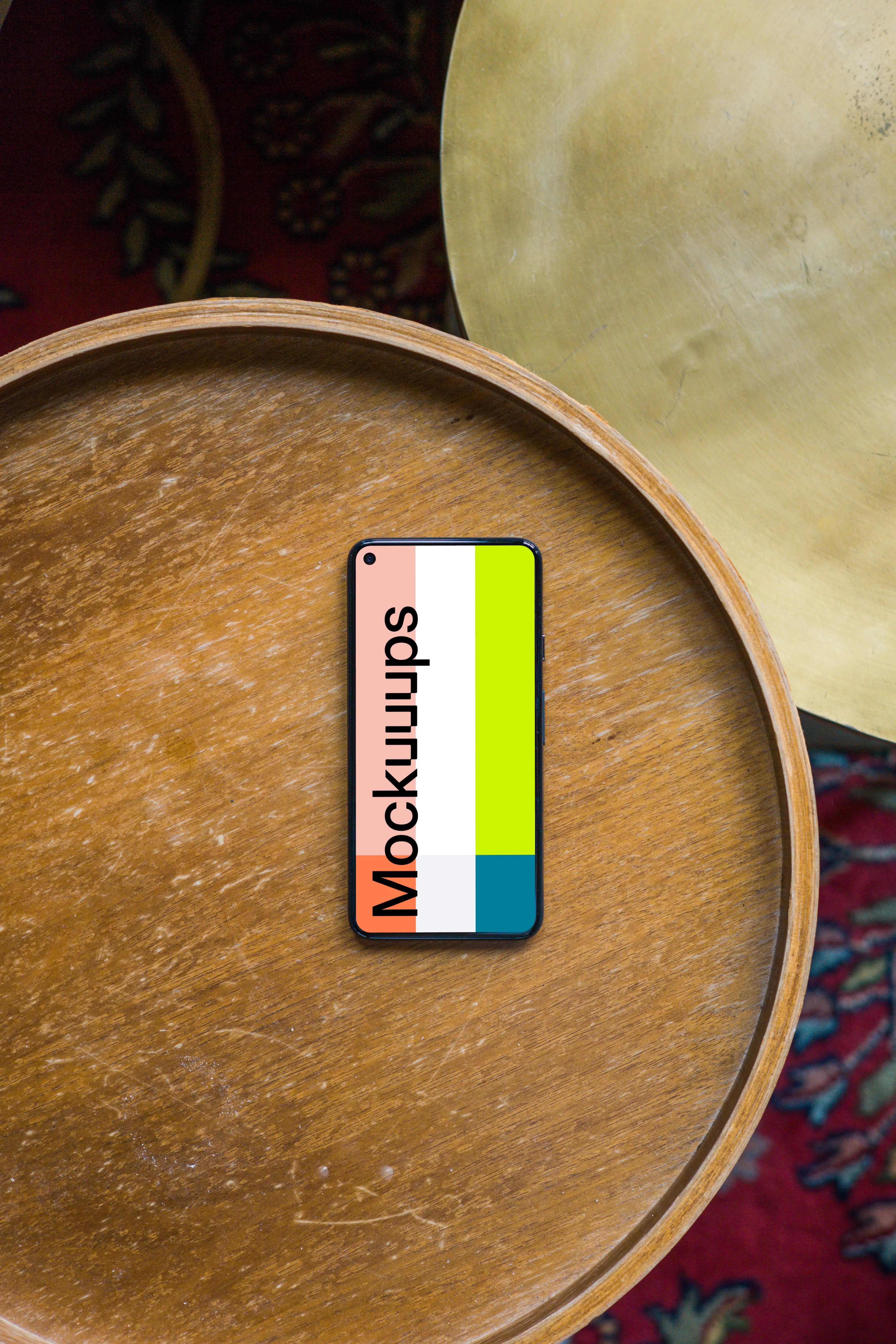 Pixel 5 mockup on a barrel